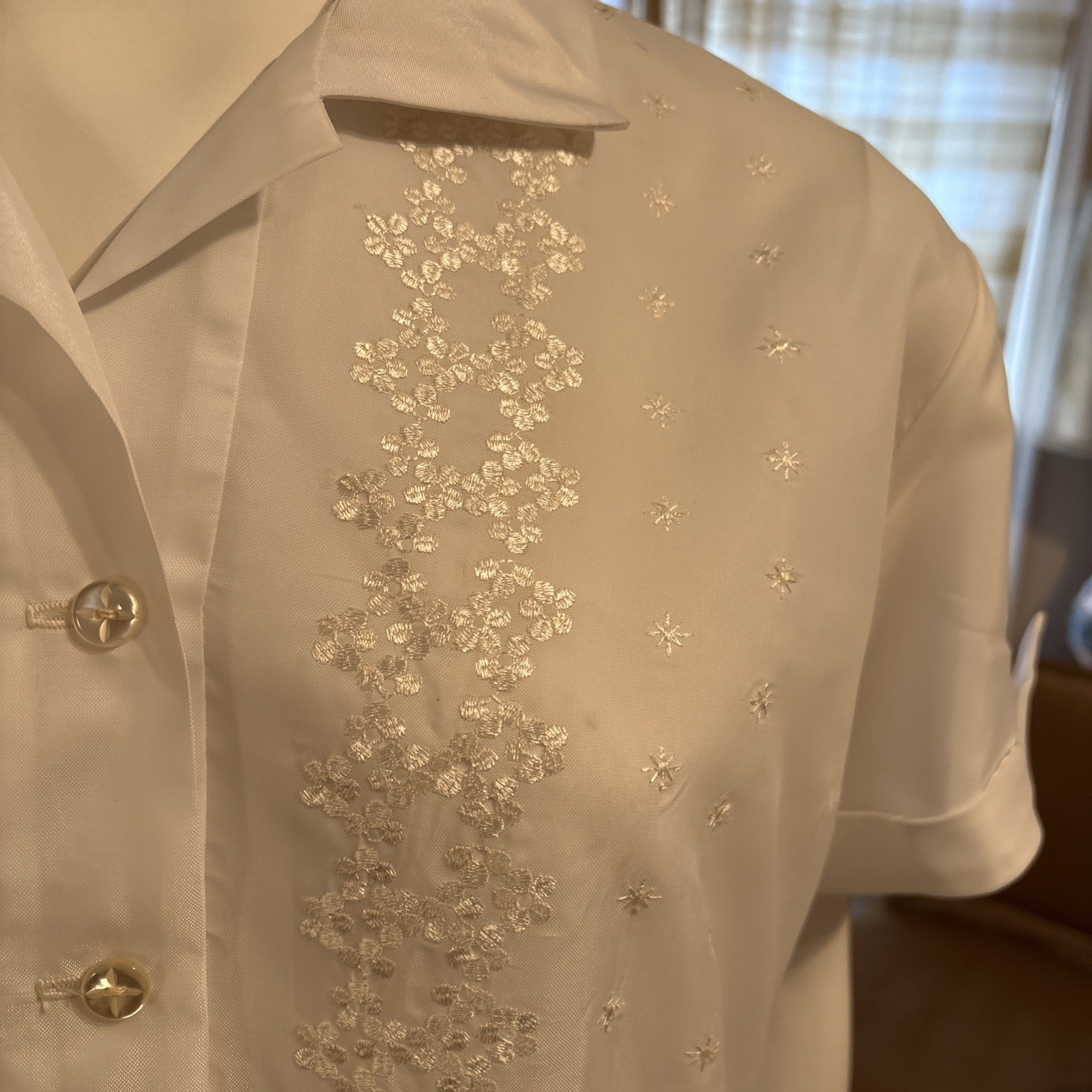 Vintage Nurse Waitress Uniform By Tiffs NY Embroidered Pockets Collar Sz L