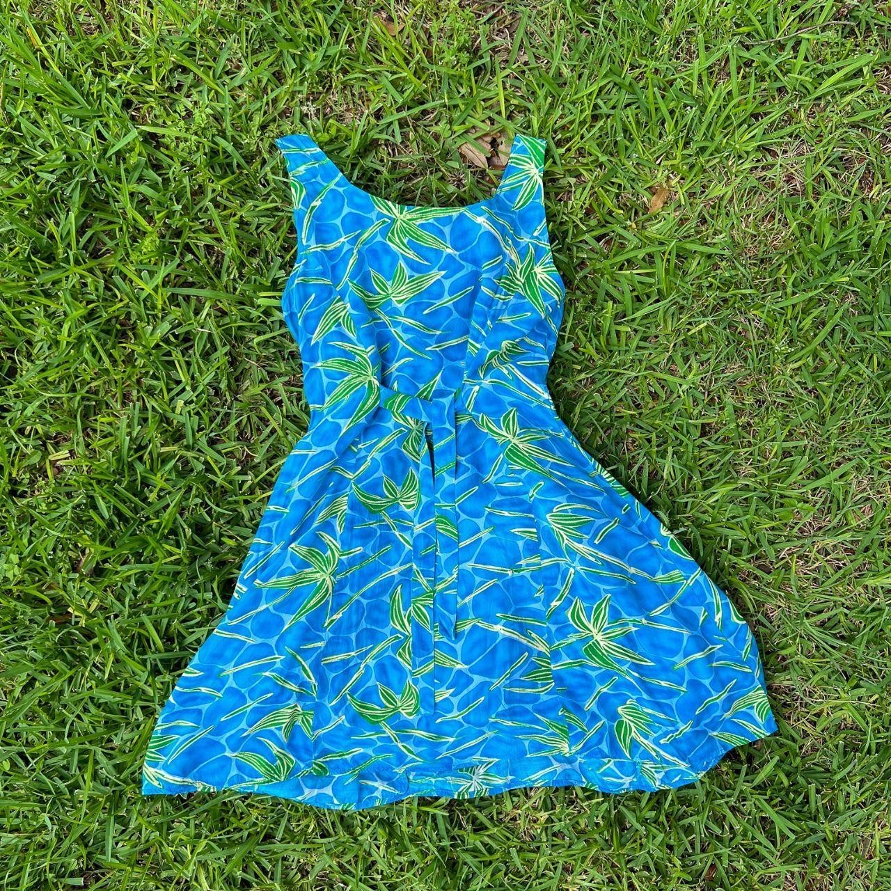 BINDI | Vintage 1990s Summer Rayon Tropical Poolside Mini Dress w Tie Waist