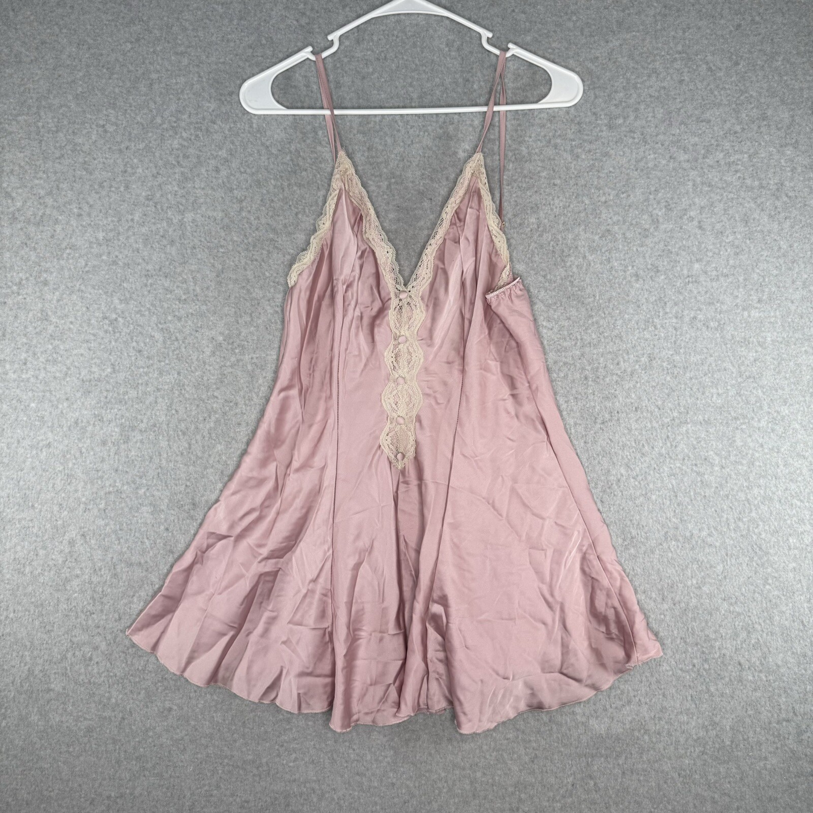 Vintage Mauve Pink Lace Teddy Bodysuit Nightie Dress Woman&rsquo;s Size Large