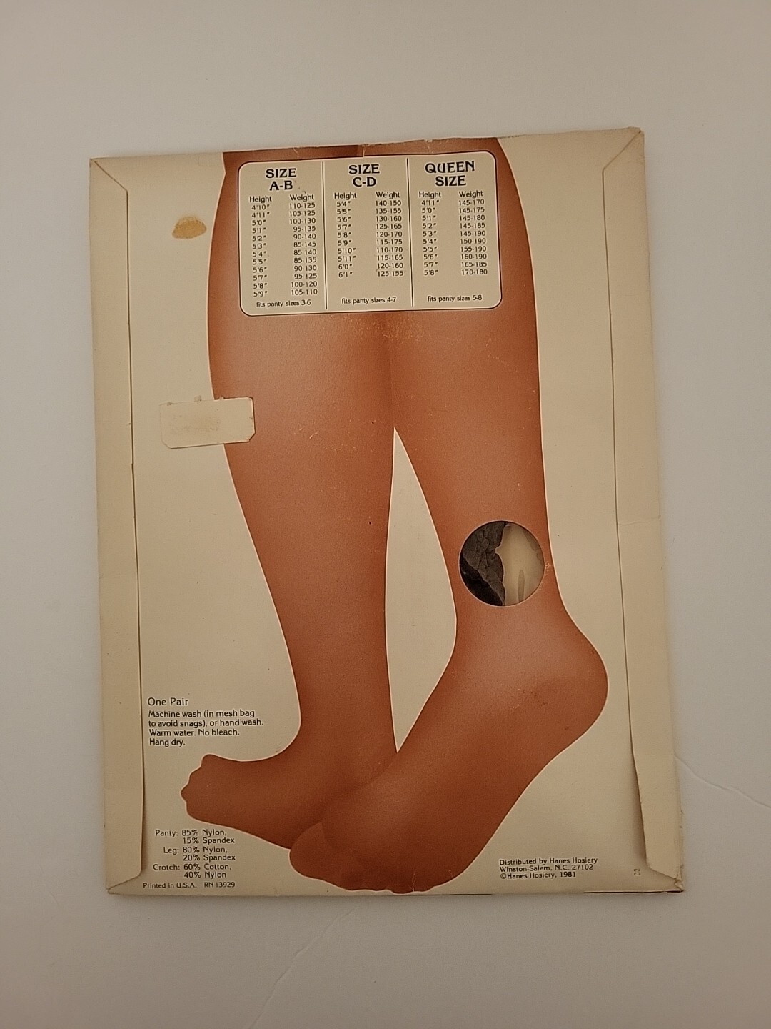 NOS Vintage 1981 Slenderalls by Underalls Pantyhose #350 A-B Taupe legs & brief
