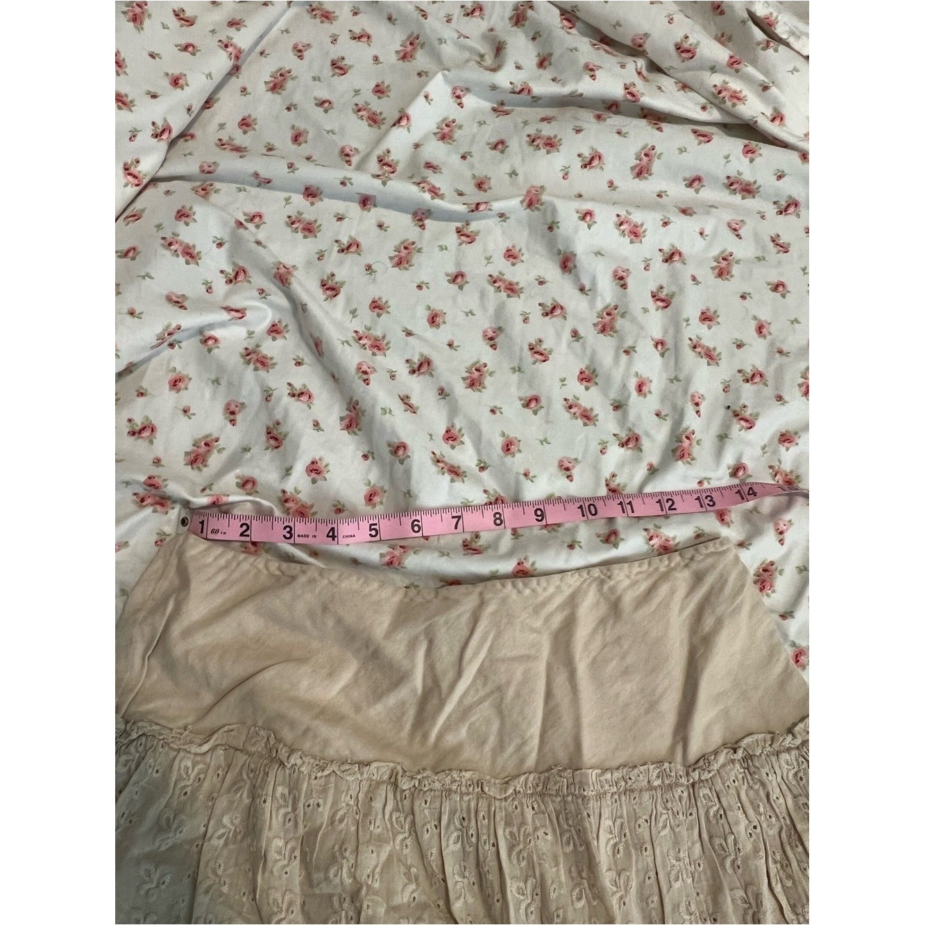 vintage cream embroidered eyelet midi skirt