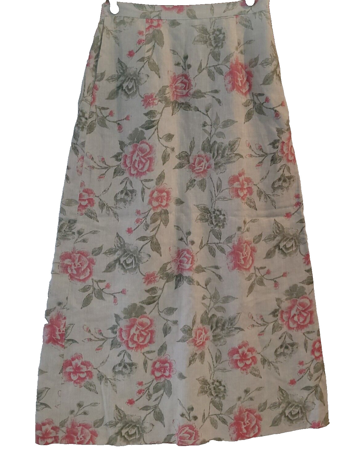Vtg UNITS Linen Maxi Skirt M Romantic Floral CottageCore Boho Modest Long ALine
