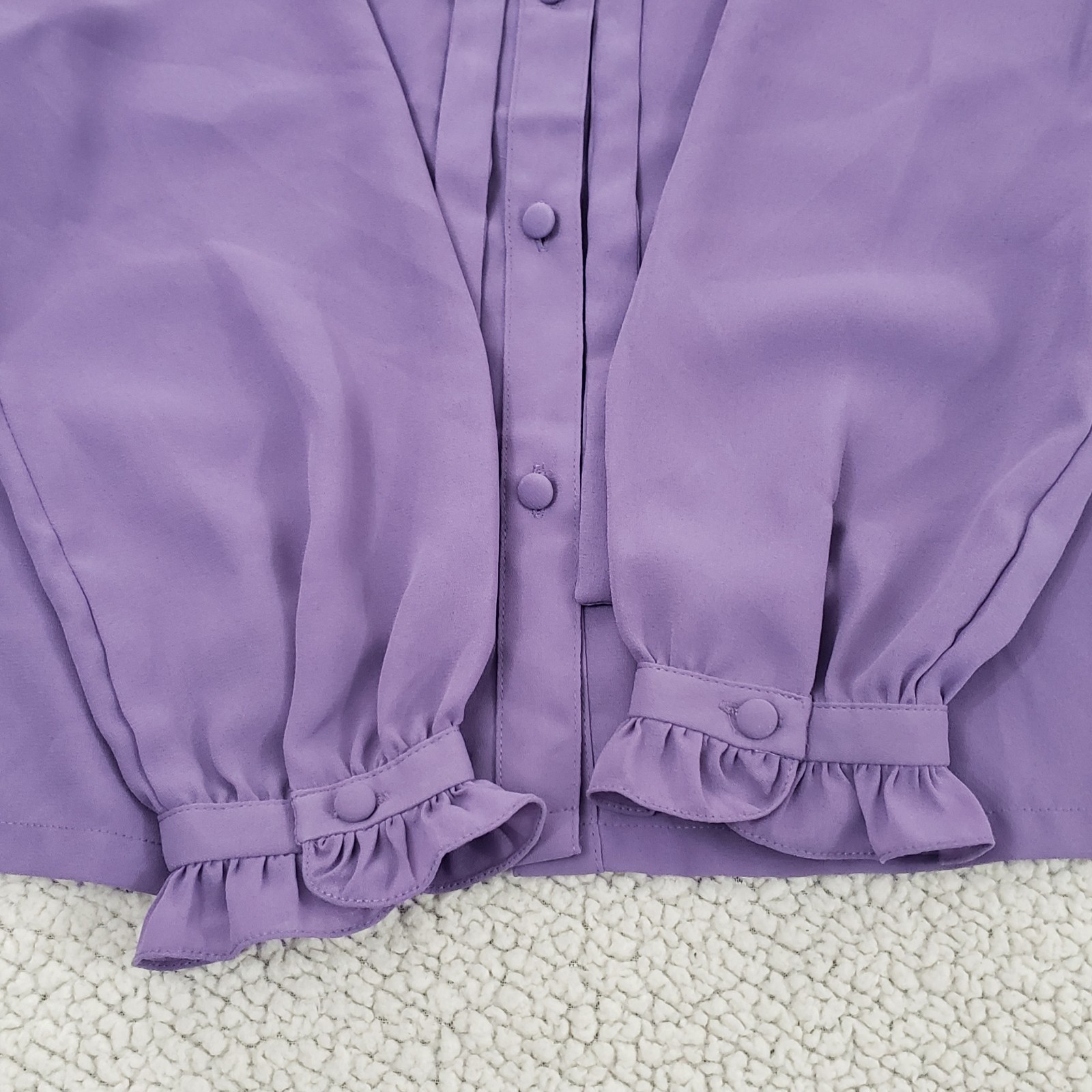 VTG IMPRESESSIONS Lavender Ruffle Tie-Neck Blouse Top | 12