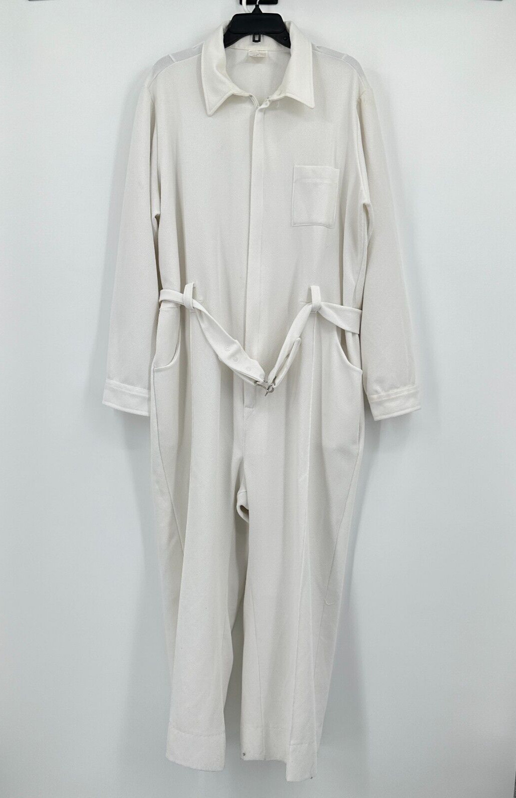Vtg Le Voy&rsquo;s Jumpsuit 3XL White Full Zip Belted One Piece Flood Go-Go Crop Party