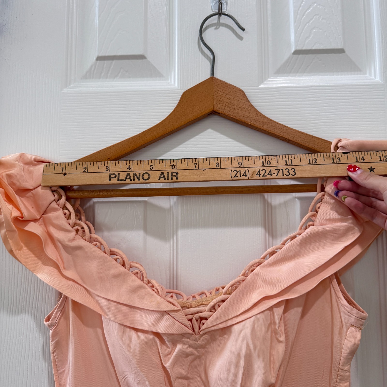 Vintage 40s 50s Peach Pink Taffeta Off Shoulder Gown Peplum Talon AS IS XS