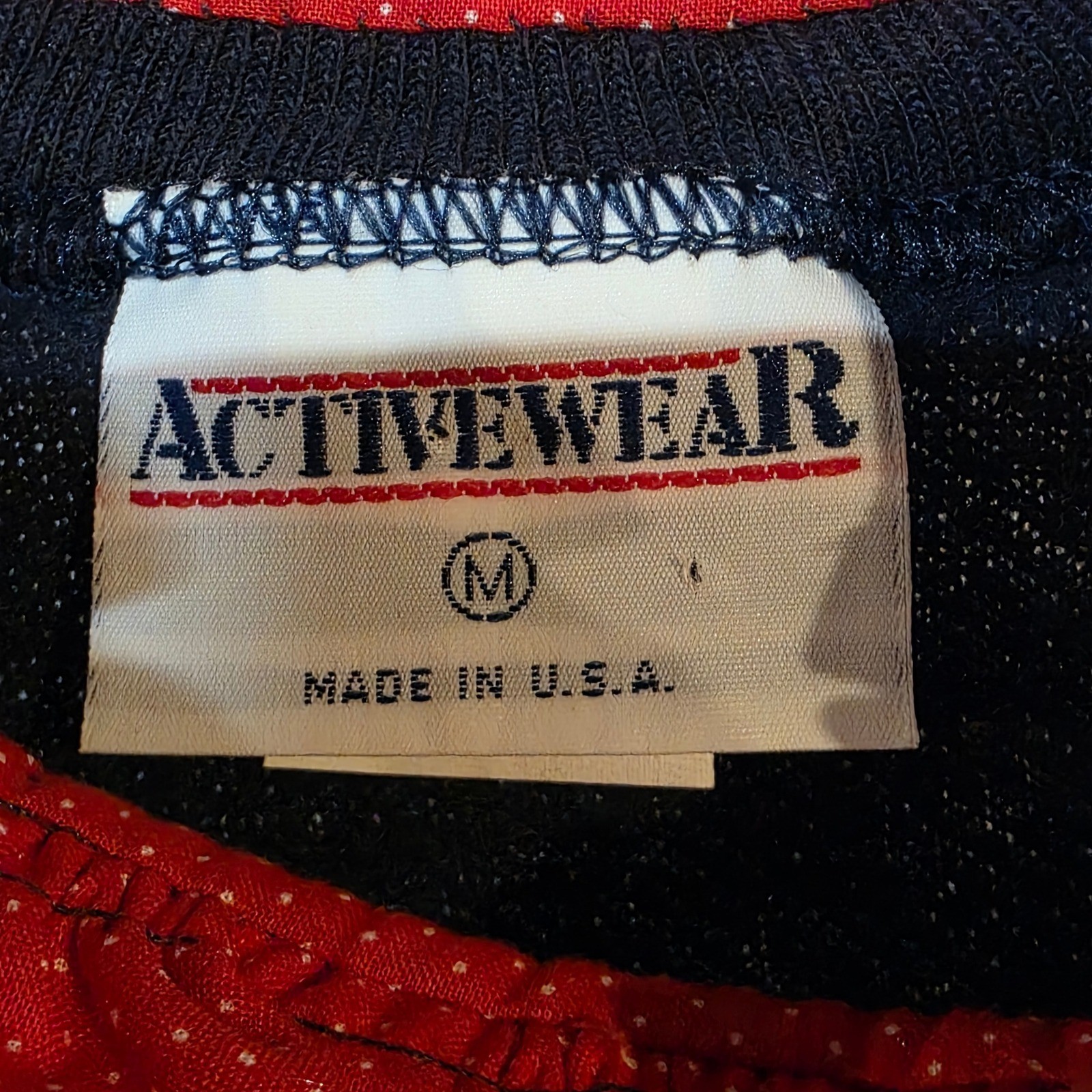 Vintage 80s Activewear Navy Blue Ruffle Collar Polka Dot Sweatshirt Women Medium