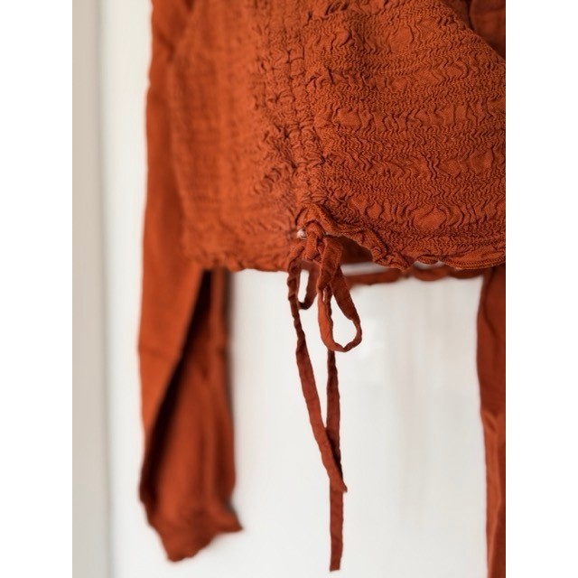 Rust Smocked Off Shoulder Crop Top Boho Cottagecore Anthro Style Sz S