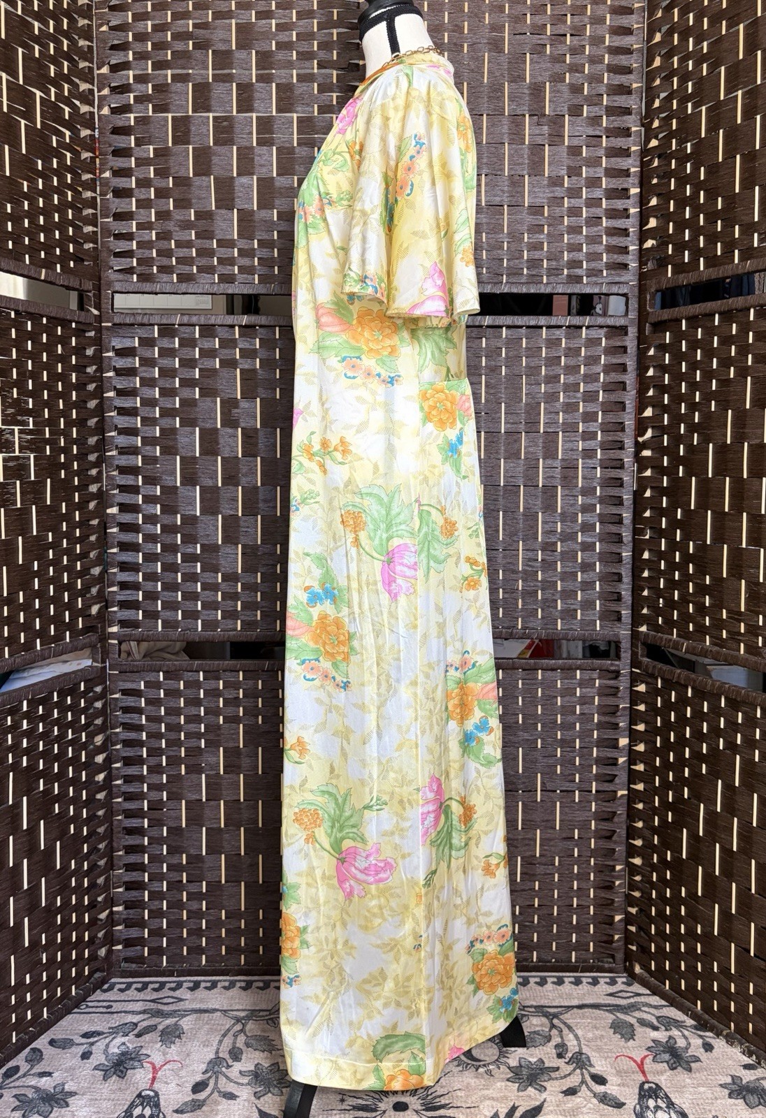Vintage 70s Vanity Fair Jumpsuit Romper Women&rsquo;s L/XL Nylon Wide-Leg Yellow