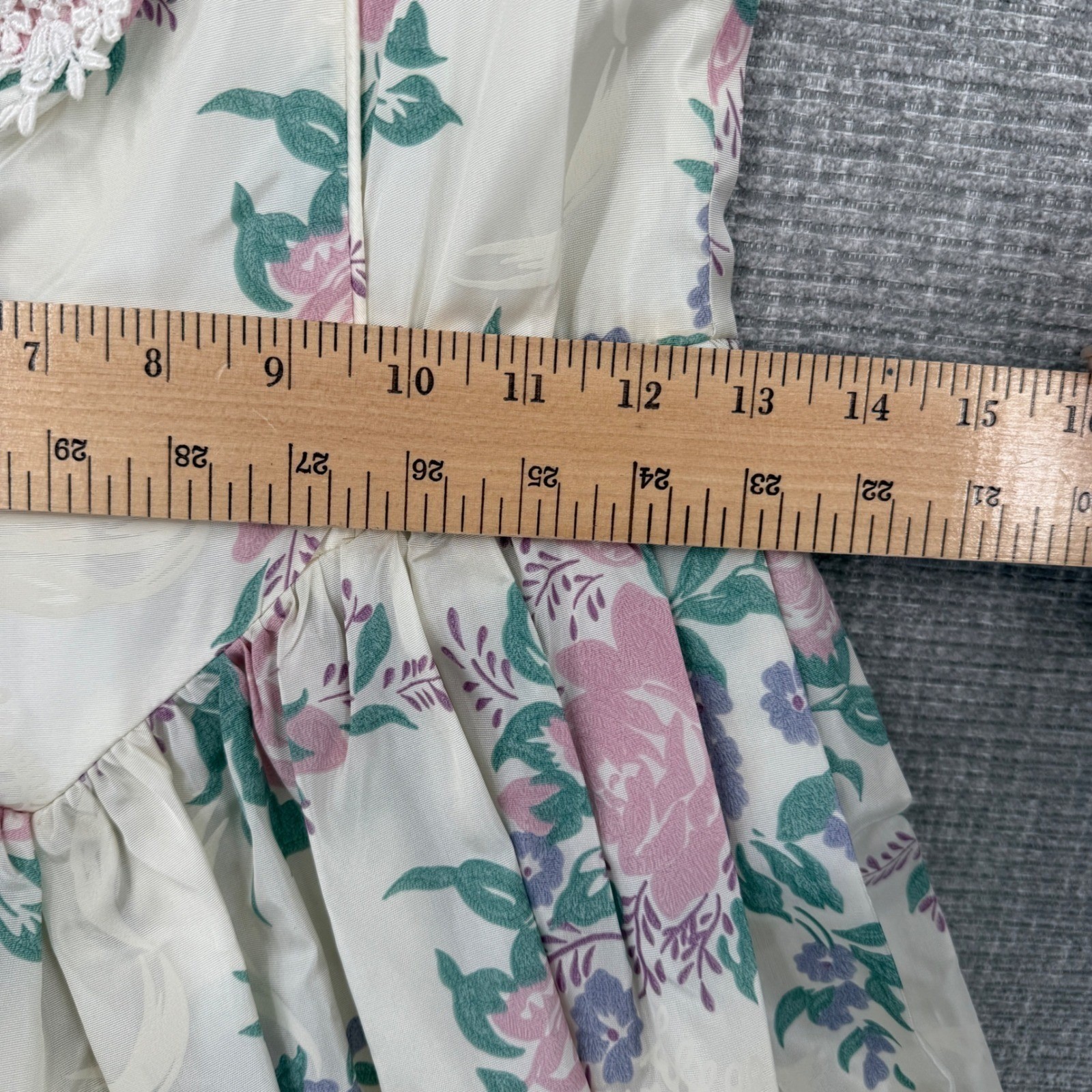 Vtg Scott McClintock Floral Dress Sz 6 Puff Sleeve Lace Cottage Coquette Basque