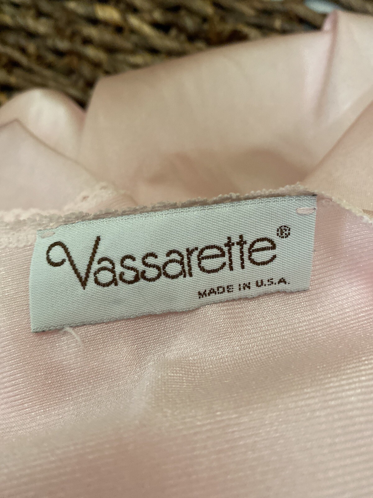 Vintage Vassarette Pink Nylon Button Front Short Sleeve Night Gown Robe LARGE