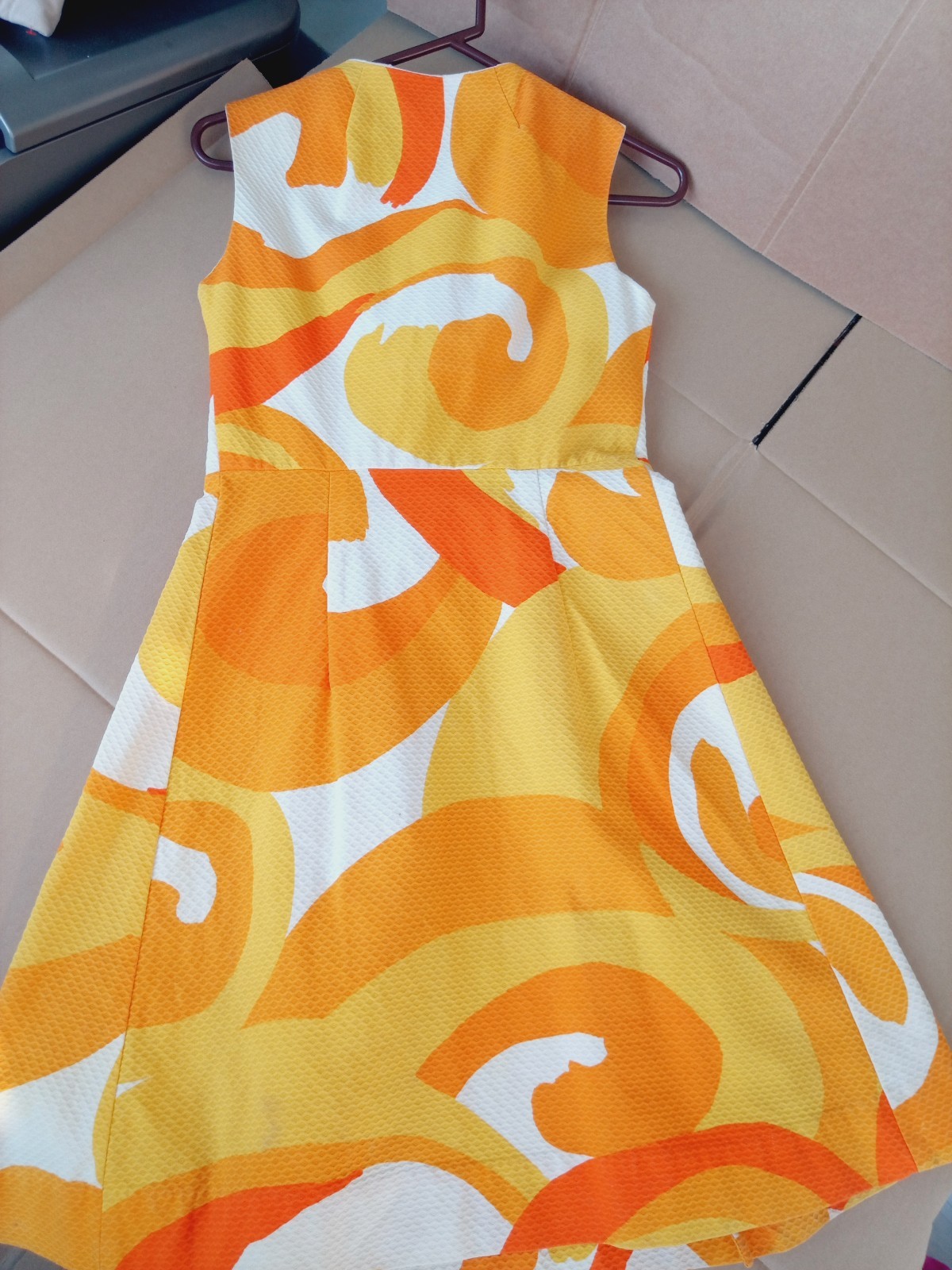 VTG Malia Hawaii 60s MCM Psychedelic Mod Gogo Mini Dress Atomic Orange SMALL