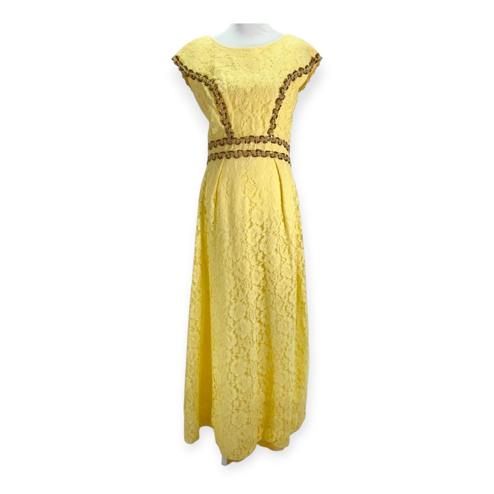VINTAGE MIKE BENET SEQUIN LACE MAXI DRESS GODDESS PROM COCKTAIL FORMAL GLAM MOD