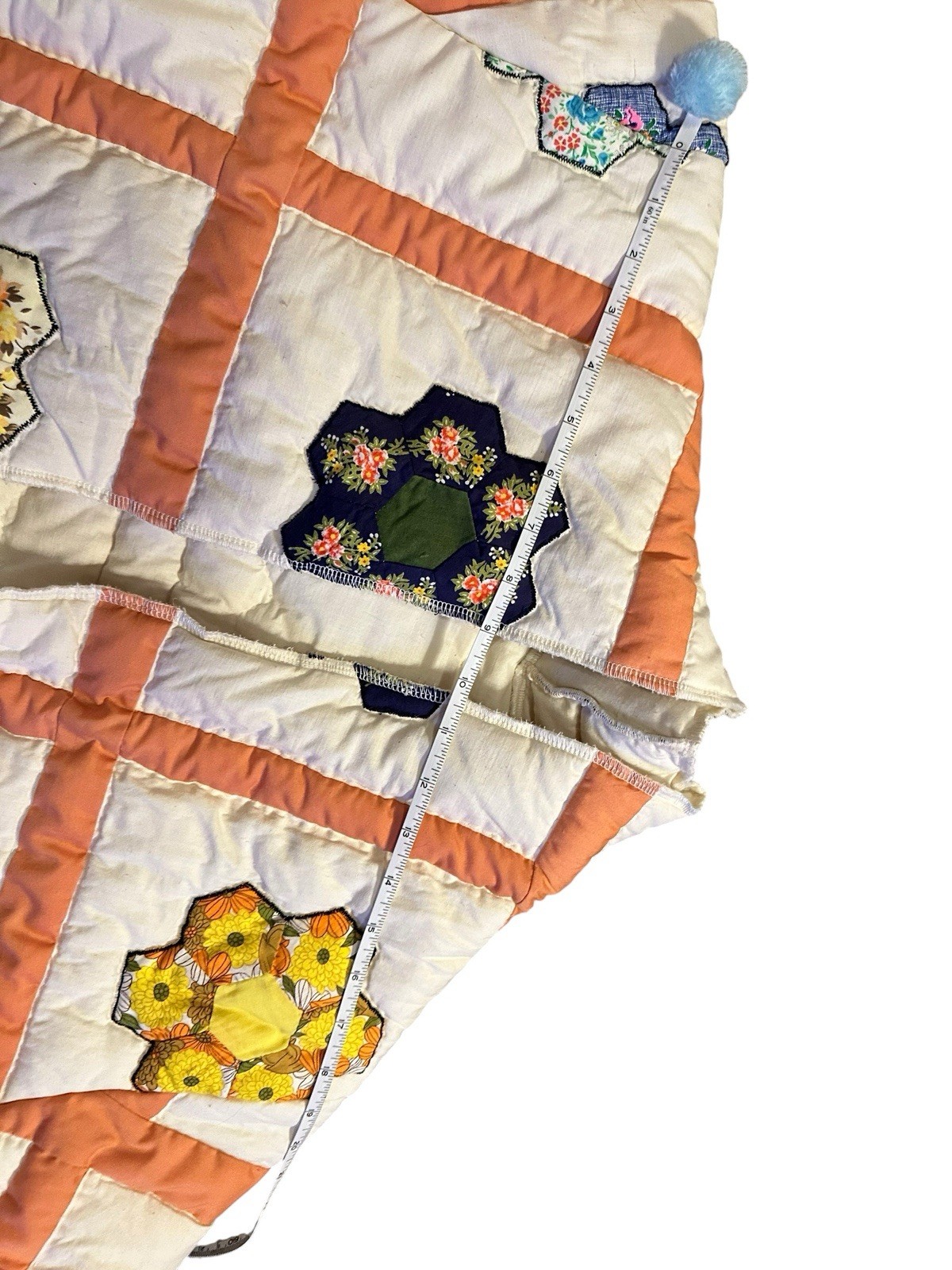 Vintage Flower Garden Handmade Quilt Jacket Coat 1970s Groovy Flower Power