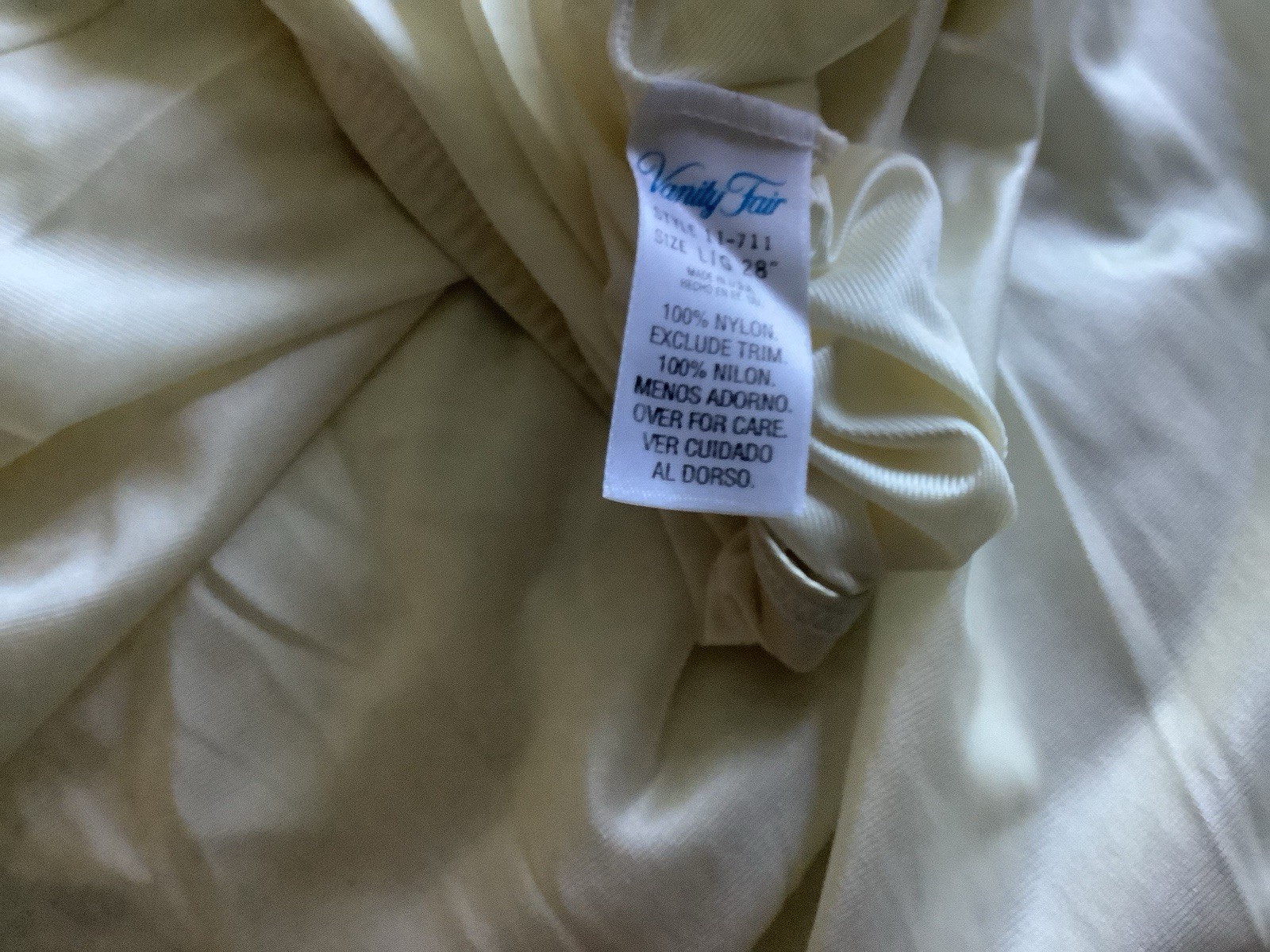 Vanity Fair Half Slip L Ivory Silky Lace Trim Modesty Lingerie 28 Inches Long