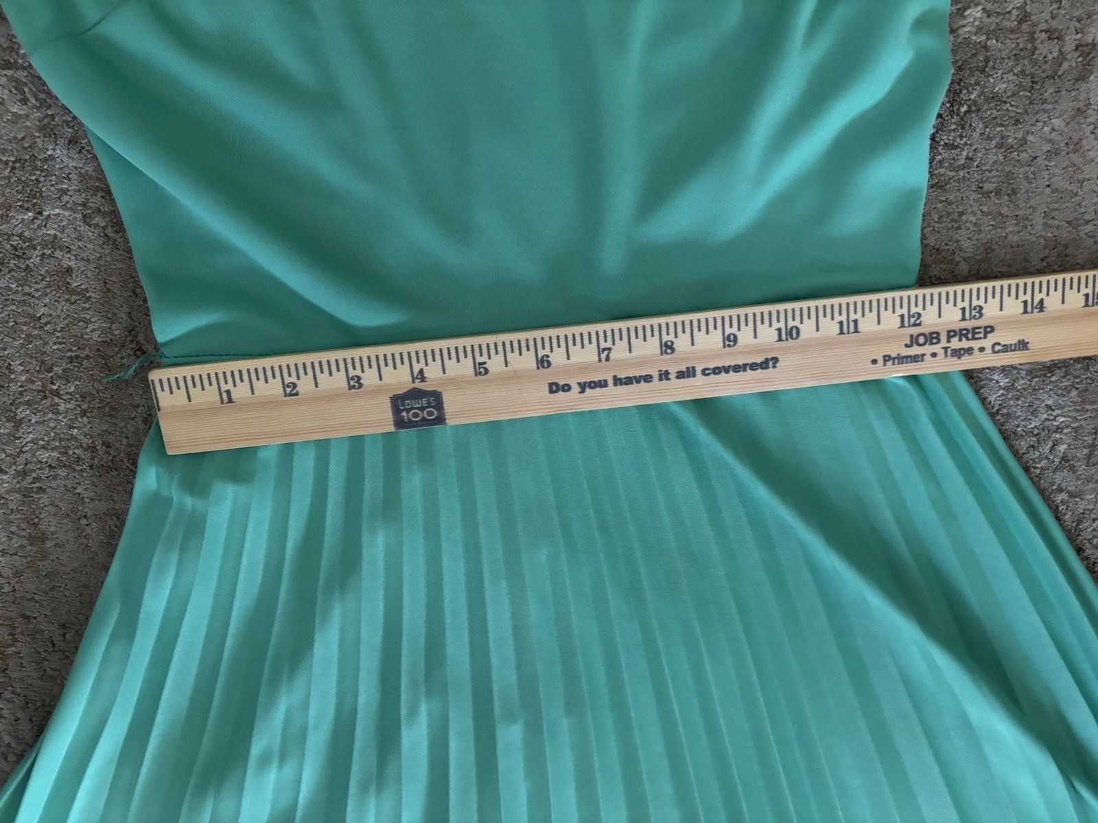 VTG 70’s Fit Flair SEARS TURQUOISE GREEN Disco DRESS accordion Pleats – S
