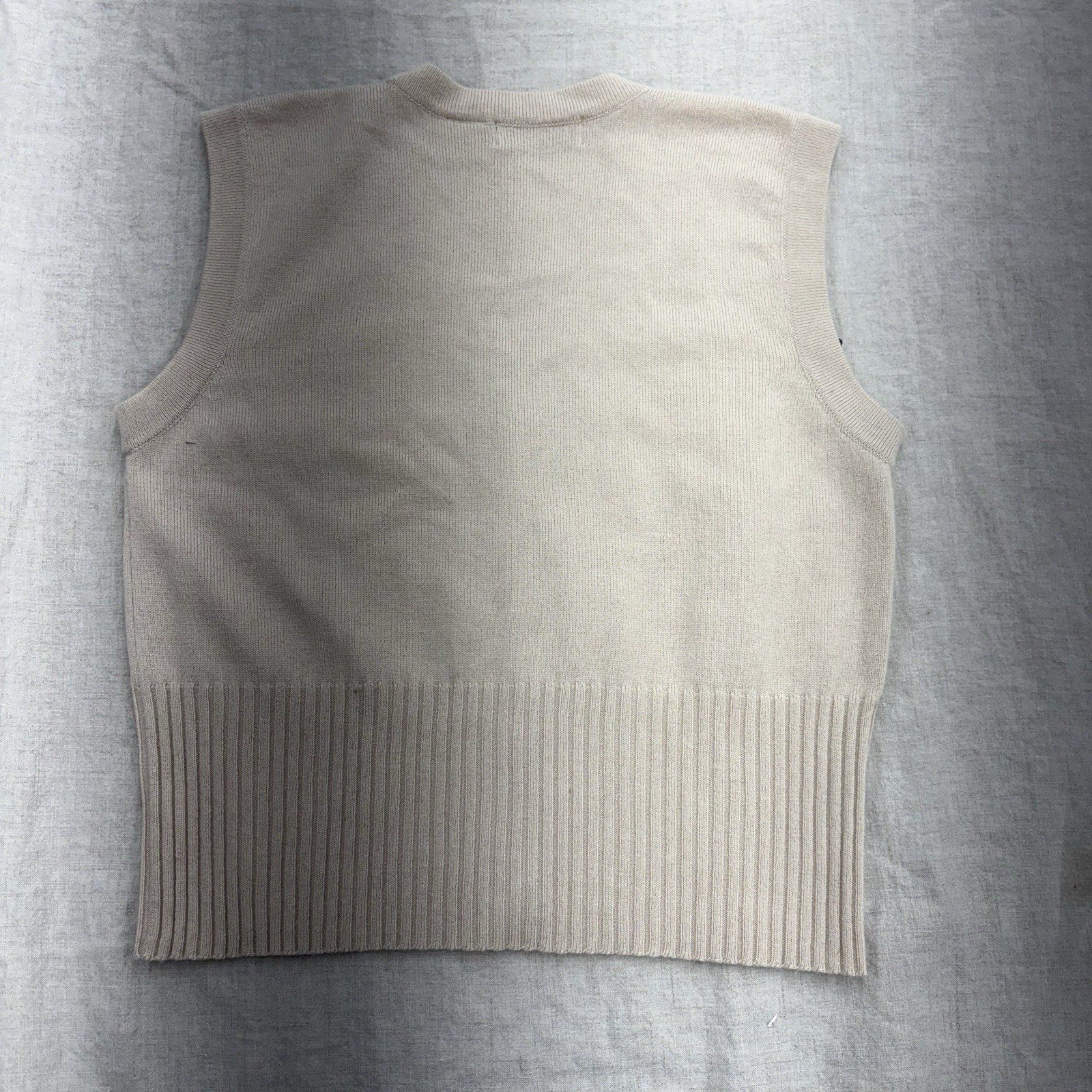 Vintage Silk Cashmere Sweater Vest Beige Button Up Women&rsquo;s Size M