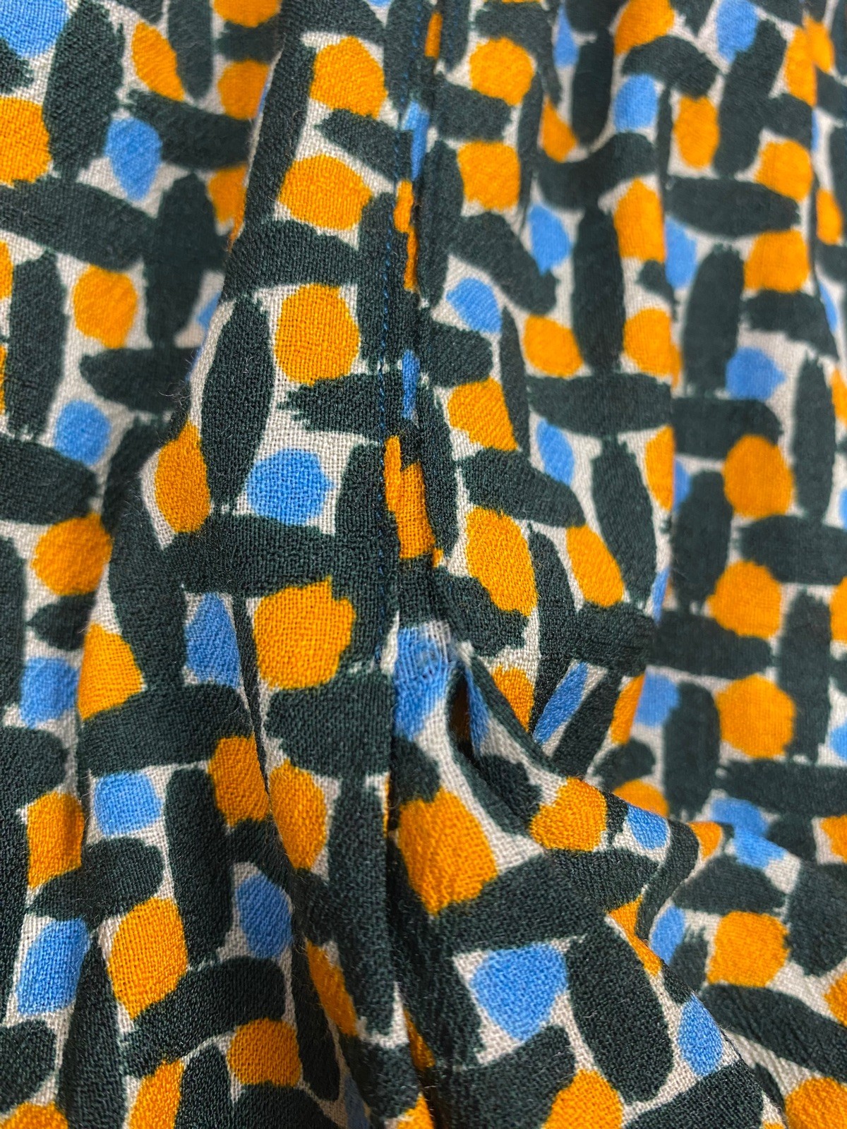 Yves Saint Laurent Fall 1973 Blue Yellow Print Flared Skirt FR 38 Vintage 1970’s