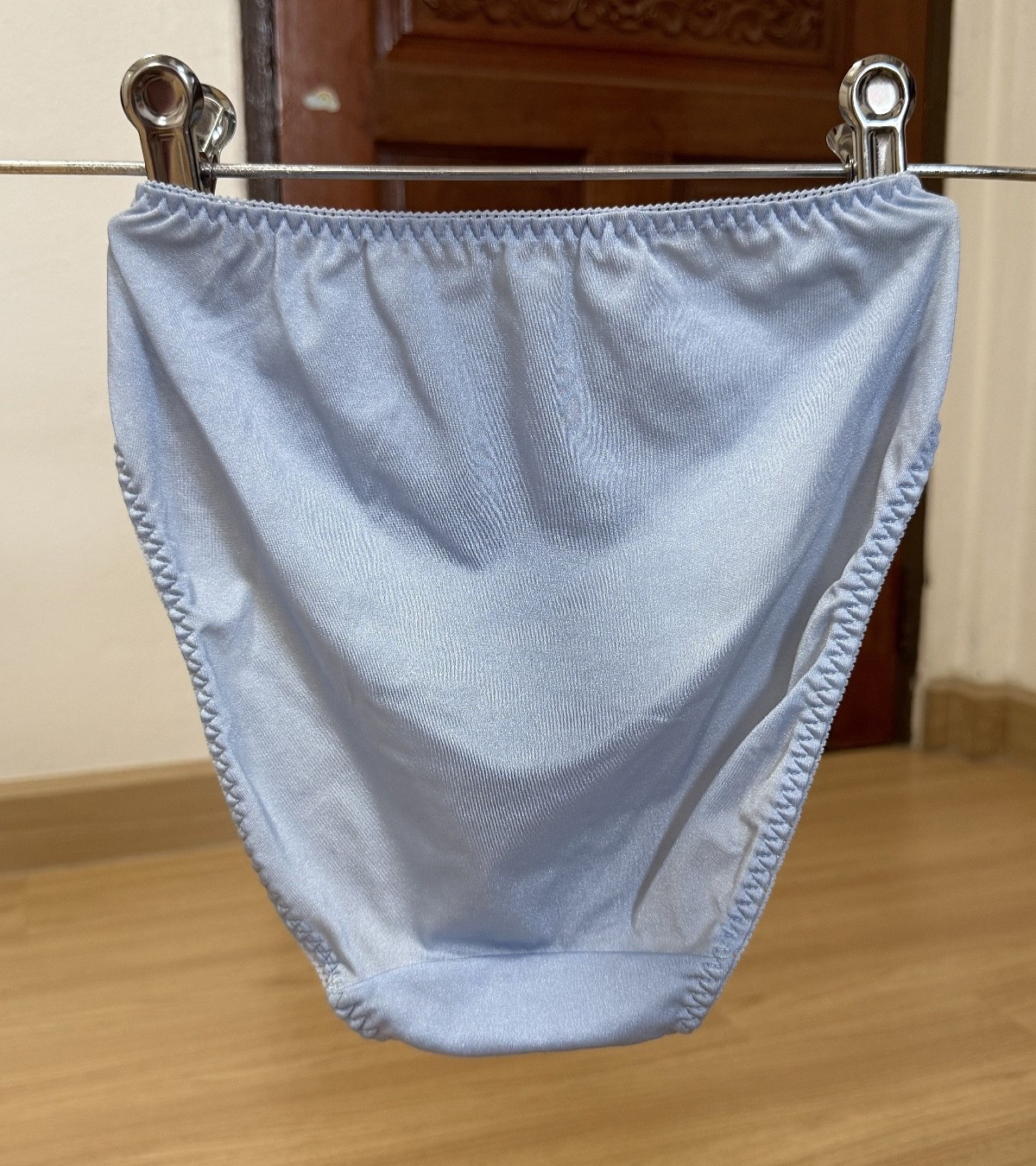 Vintage Powder Blue Nylon Panties High Waist Sissy Bikini Silky Lace Brief Sz.5