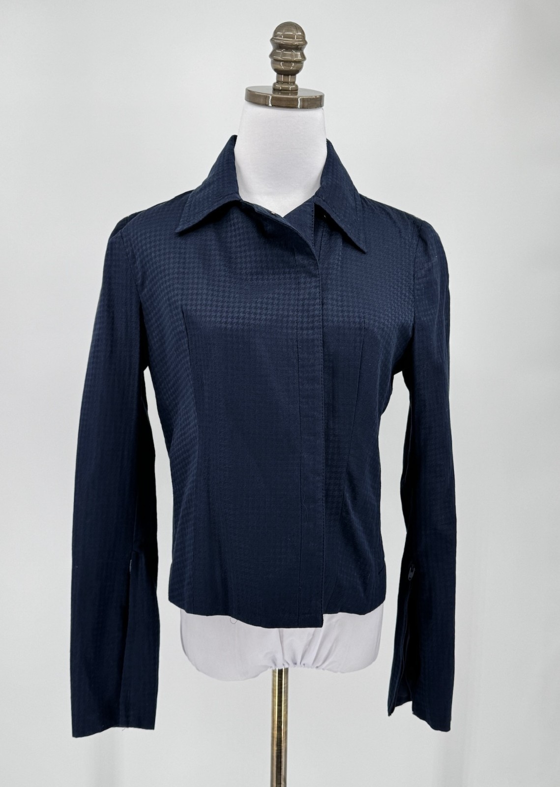 Vintage Costume National Womens Blue Houndstooth Jacket Sz 42 Medium