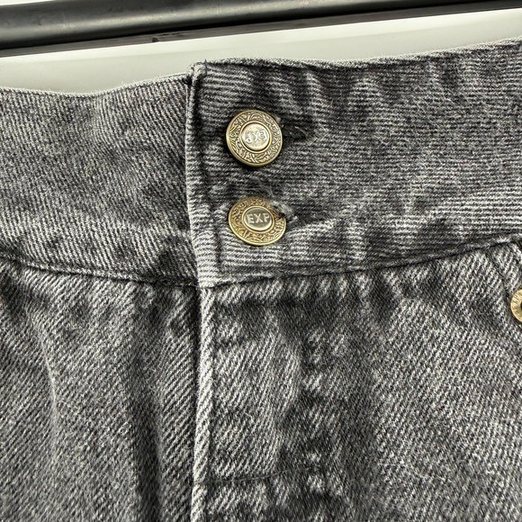Vintage 90&rsquo;s Express EXP High Waisted black Denim Shorts USA Mom Jeans Sz 13/14