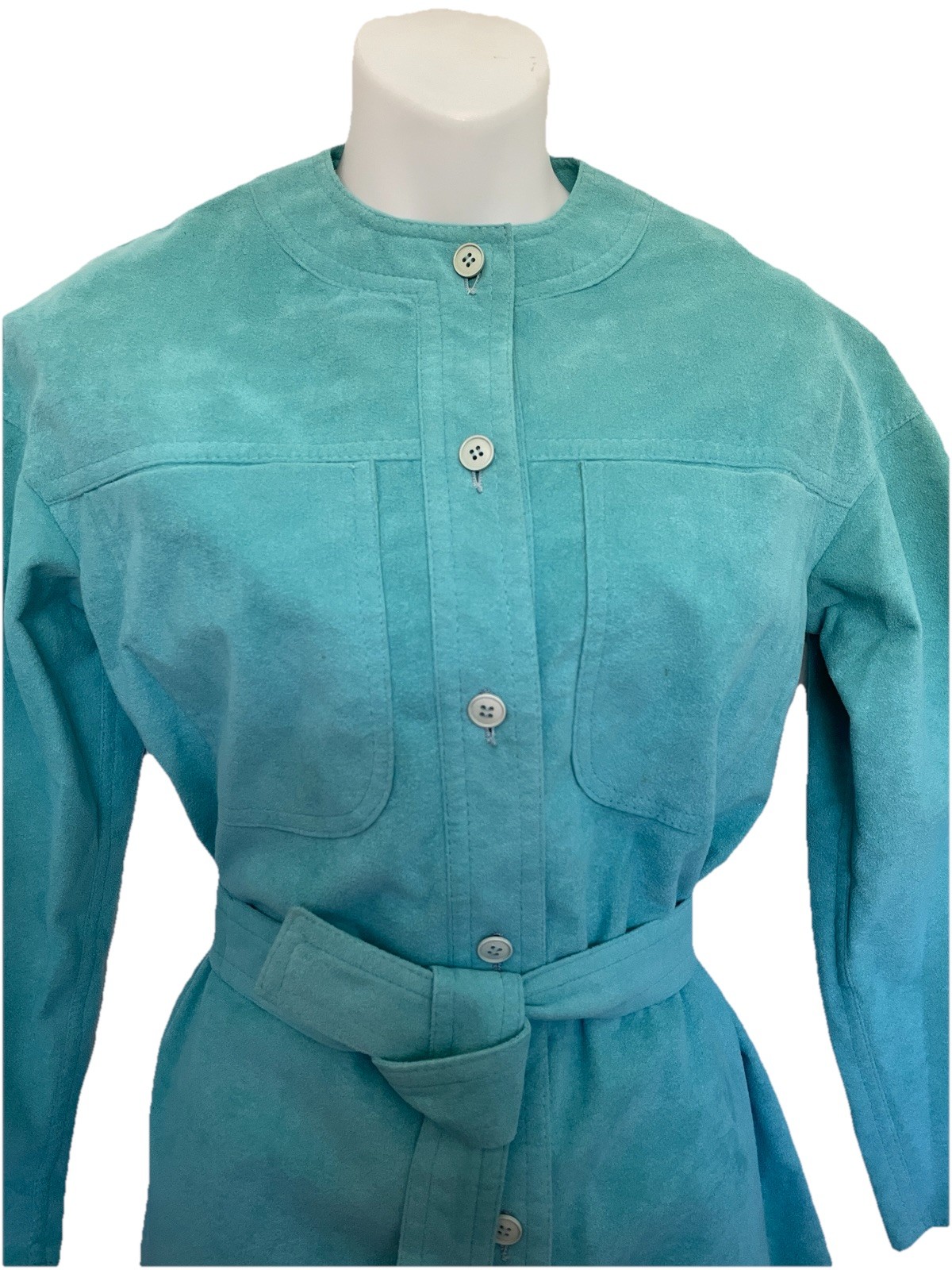 CHESTER WEINBERG For SAMUEL ROBERT VINTAGE 70’s Turquoise Faux Suede DRESS