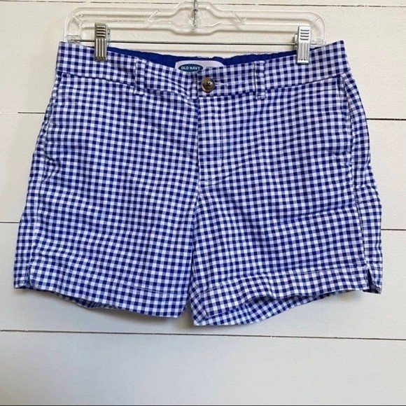 Old Navy Blue & White Patriotic Everyday Gingham Shorts – 6 EUC
