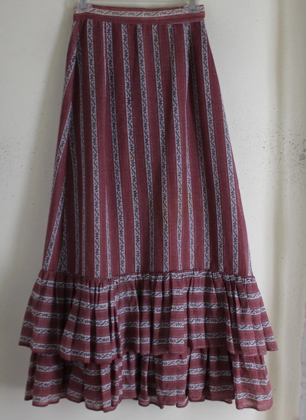 Vintage Selemar Venezuela XS 0/2 Prairie 60s 70s Long Boho Hippe Ruffled Skirt