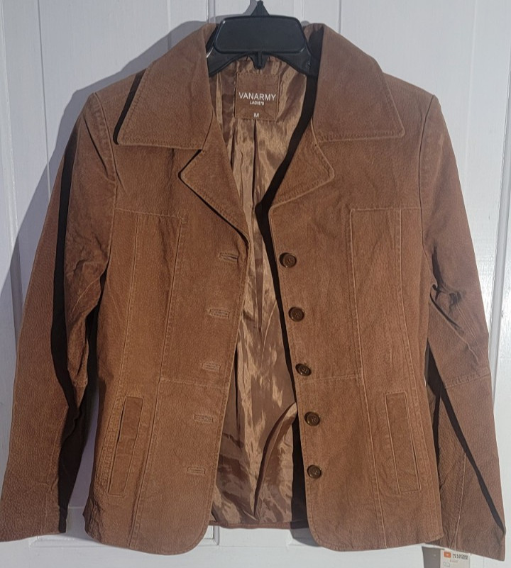 RARE Y2K Vintage NWT Wilson Brown Leather Vanarmy S Leather Jacket Lined Pockets