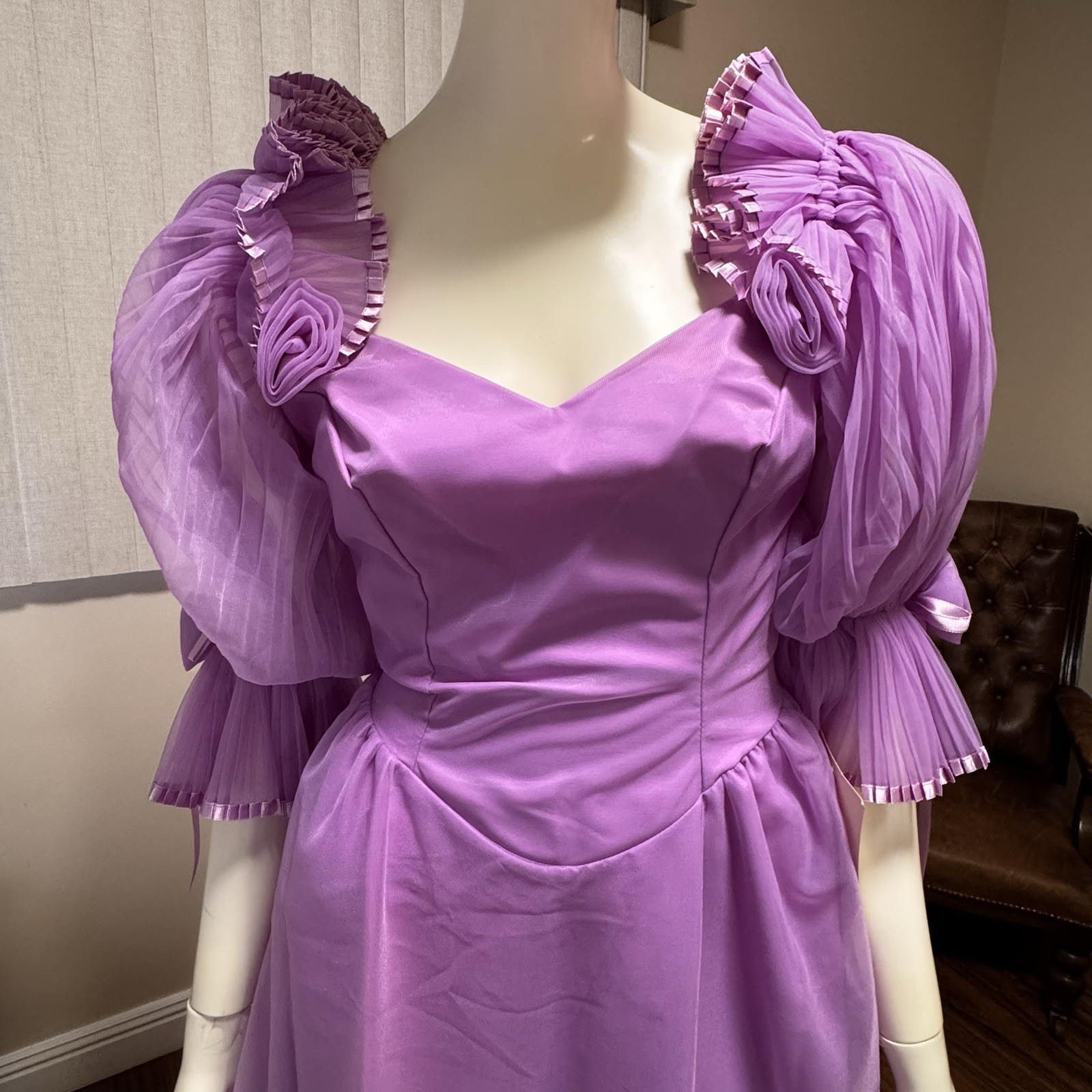 VTG Dance Allure Gown Prom Dress Womens 9/10 Violet Pageant Bridal 80s USA NWT