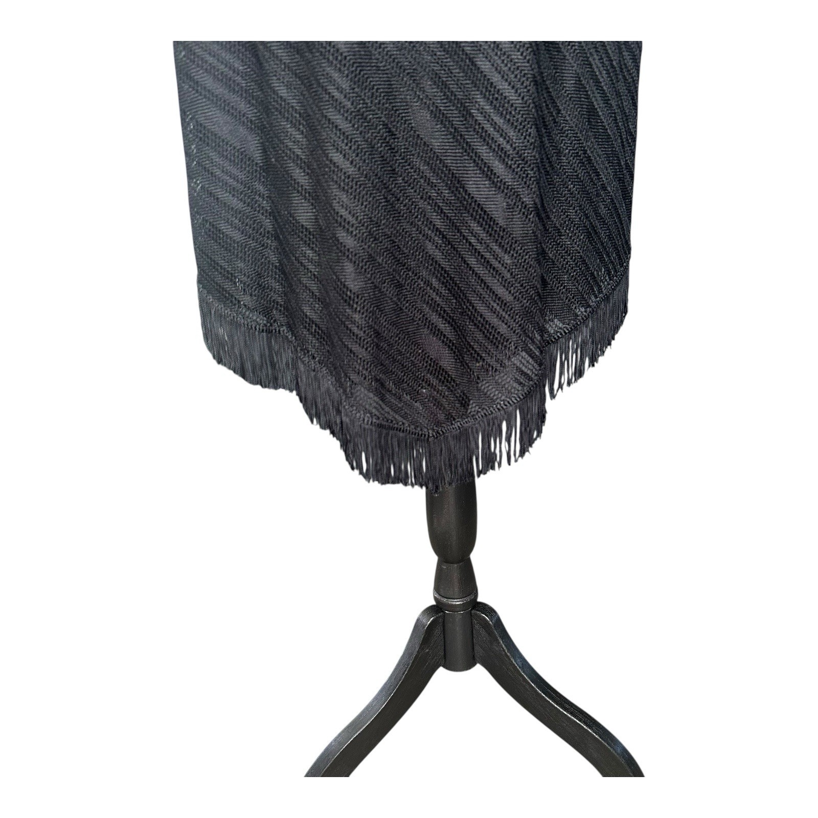 Vintage California Concepts Black Halter Fringe Hem Dress Large Made in USA