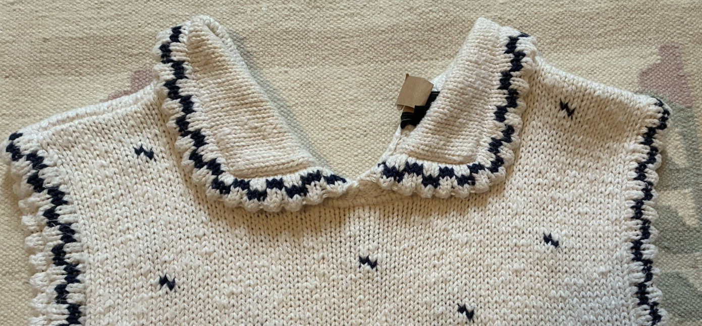 Vintage Two Piece Cullinane Pleated Skirt and Knitted Top – Blue and White – M
