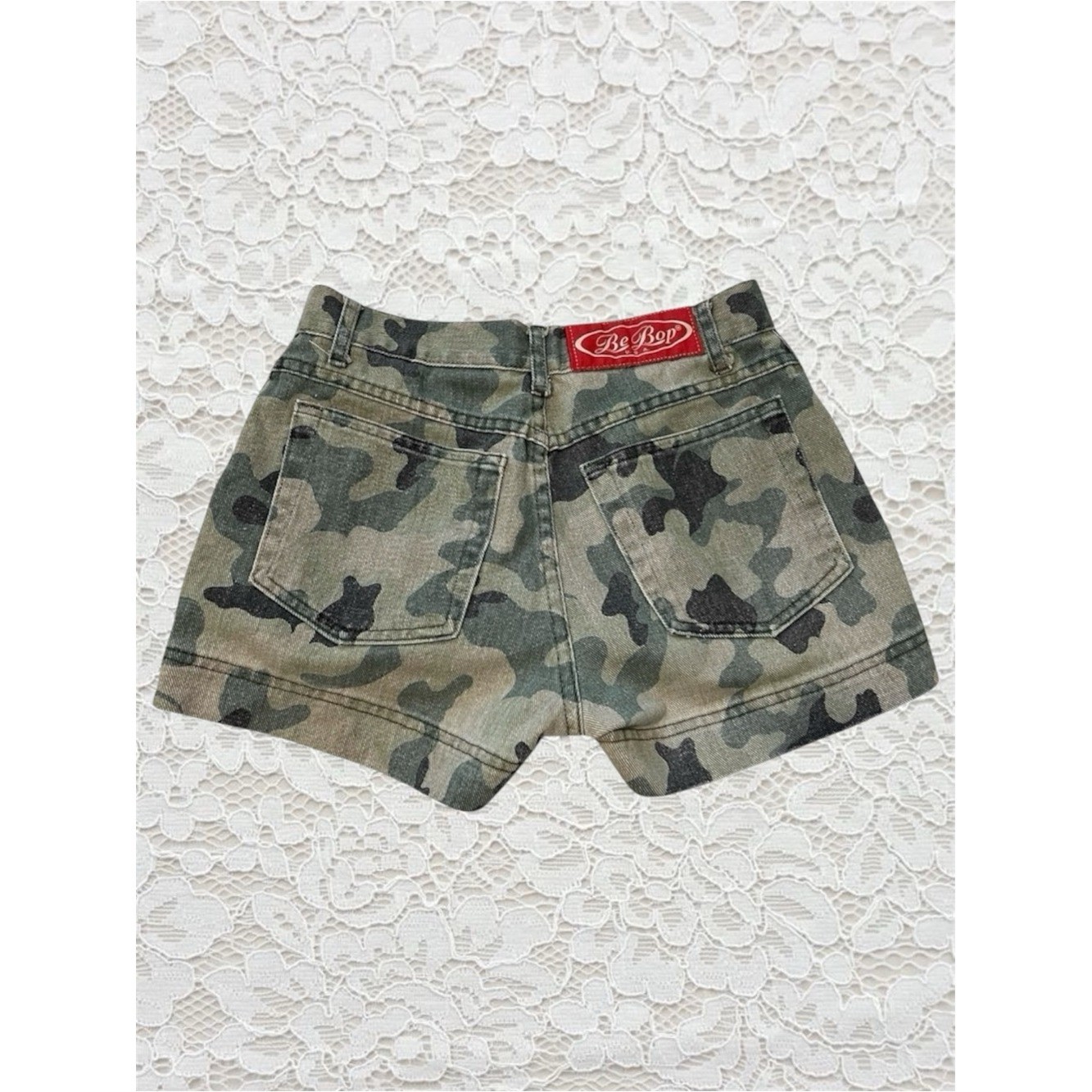 vintage camo denim shorts