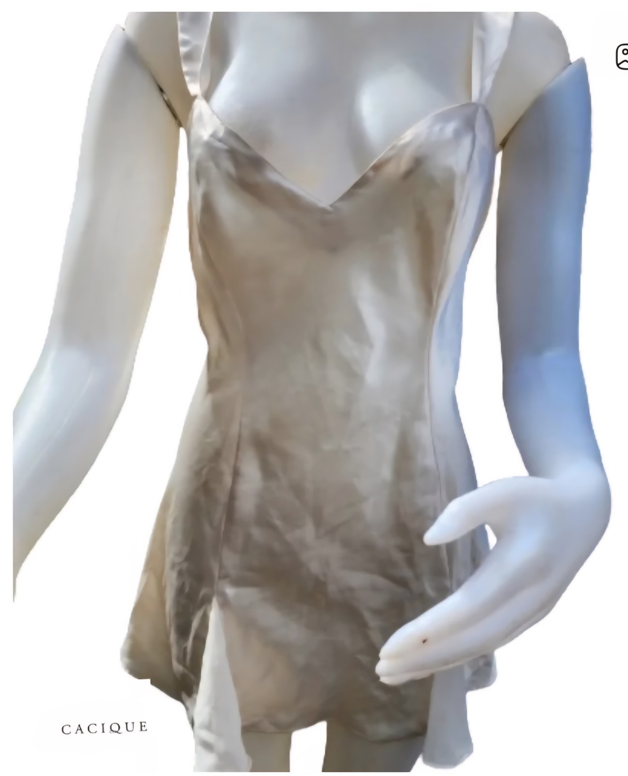 Vintage Cacique Lingerie satiny chemise nightgown sheer i ivory 90s Y2k bridal S