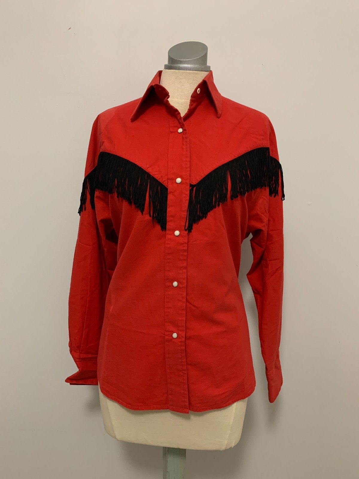Vintage Kenny Rogers Western Collection Fringe Red Woman&rsquo;s Shirt Sz 12