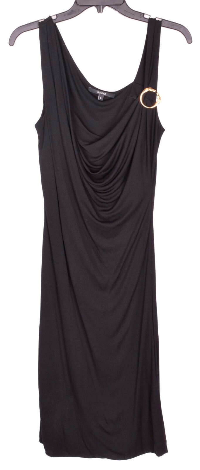 VINTAGE GUCCI DOUBLE HORSE HEAD BLACK SLINKY DRESS M/L Tom Ford Y2K 90s