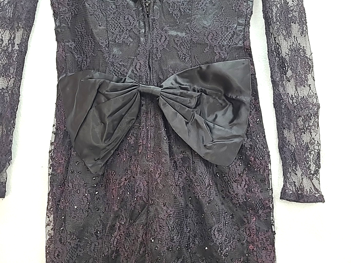 Gunne Sax dress Goth Princess Black Lace Sequins Tattoo Show Off Open Back Sz 9