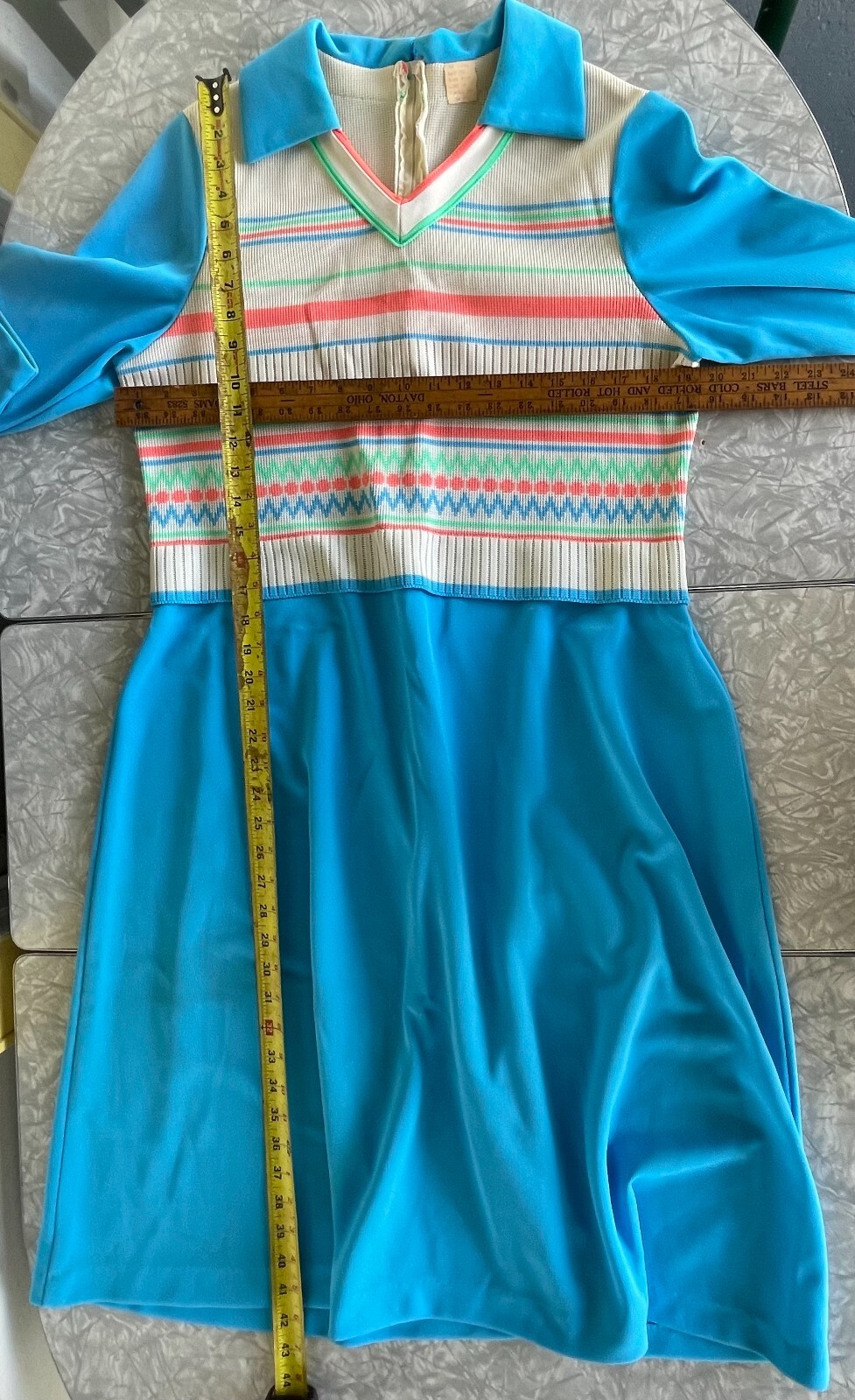 Vintage Groovy 1970&rsquo;s Polyester Knit Sweater Dress Size 20.5