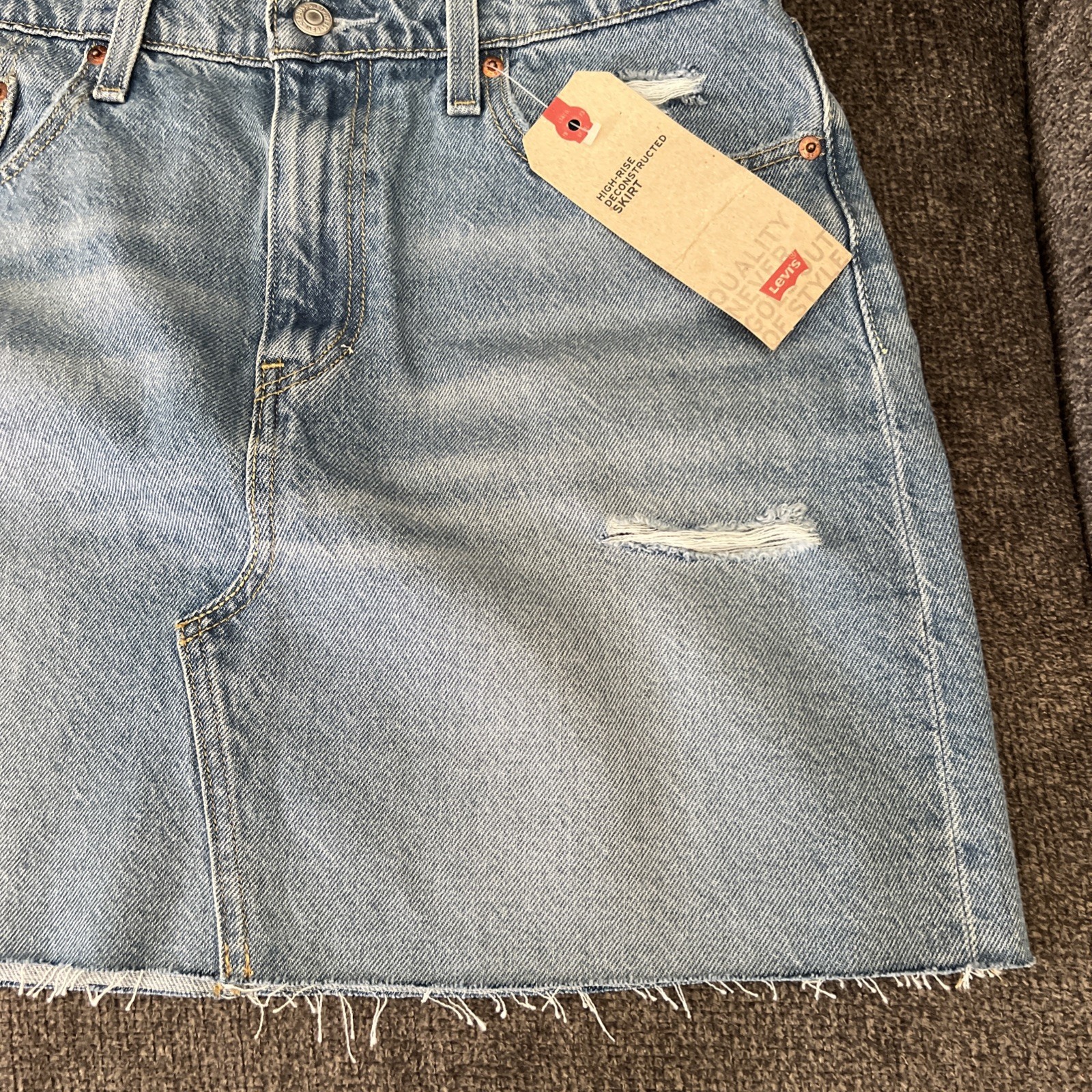 Levi&rsquo;s Denim High Rise Deconstructed Skirt Distressed Size 12 W31