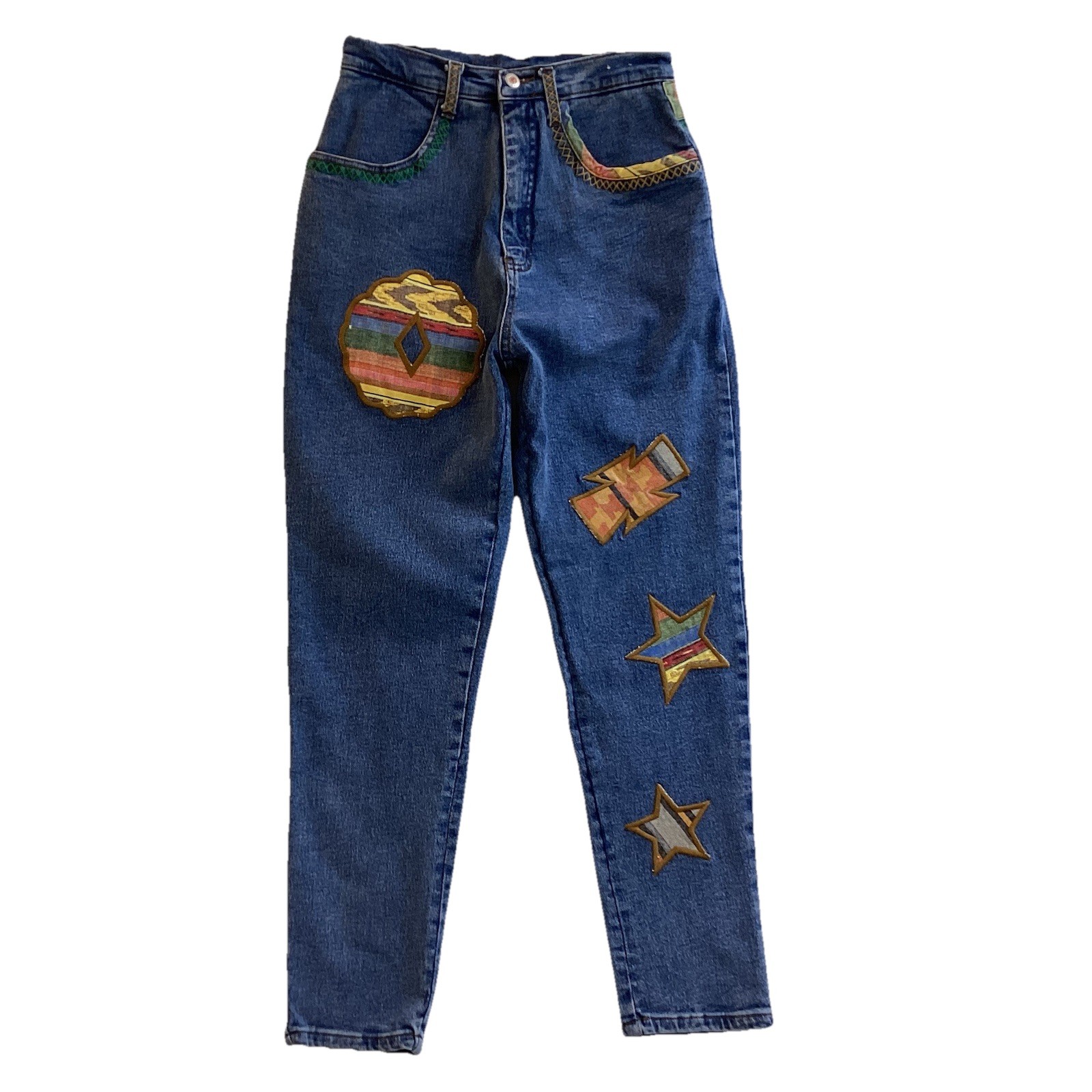 Zana Di Jeans Size 28&Prime; Waist High-Waisted Patches Vintage 80s (14 Juniors)