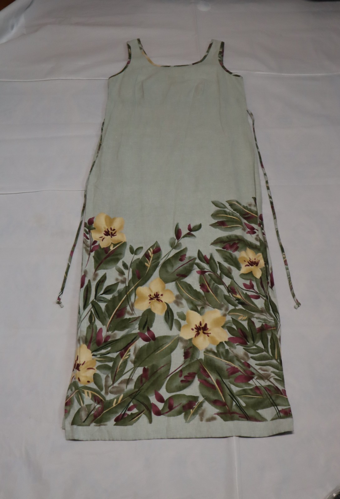 Vintage 1990s California Concepts light green floral linen blend maxi dress 9