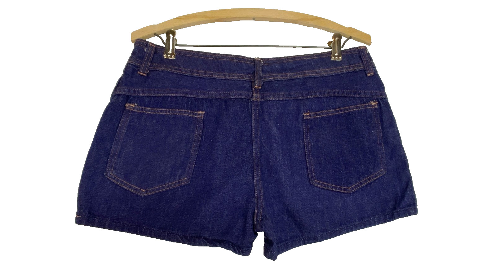 Vintage 1970s blue denim shorts S M hot pants jean dark cotton mid rise