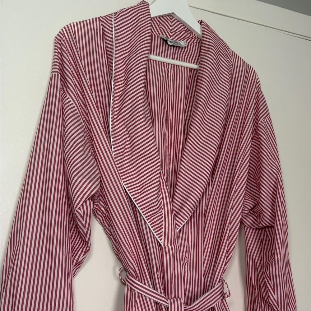 VINTAGE Valentino Intimo Intimates Pink and White Striped Robe 100% cotton