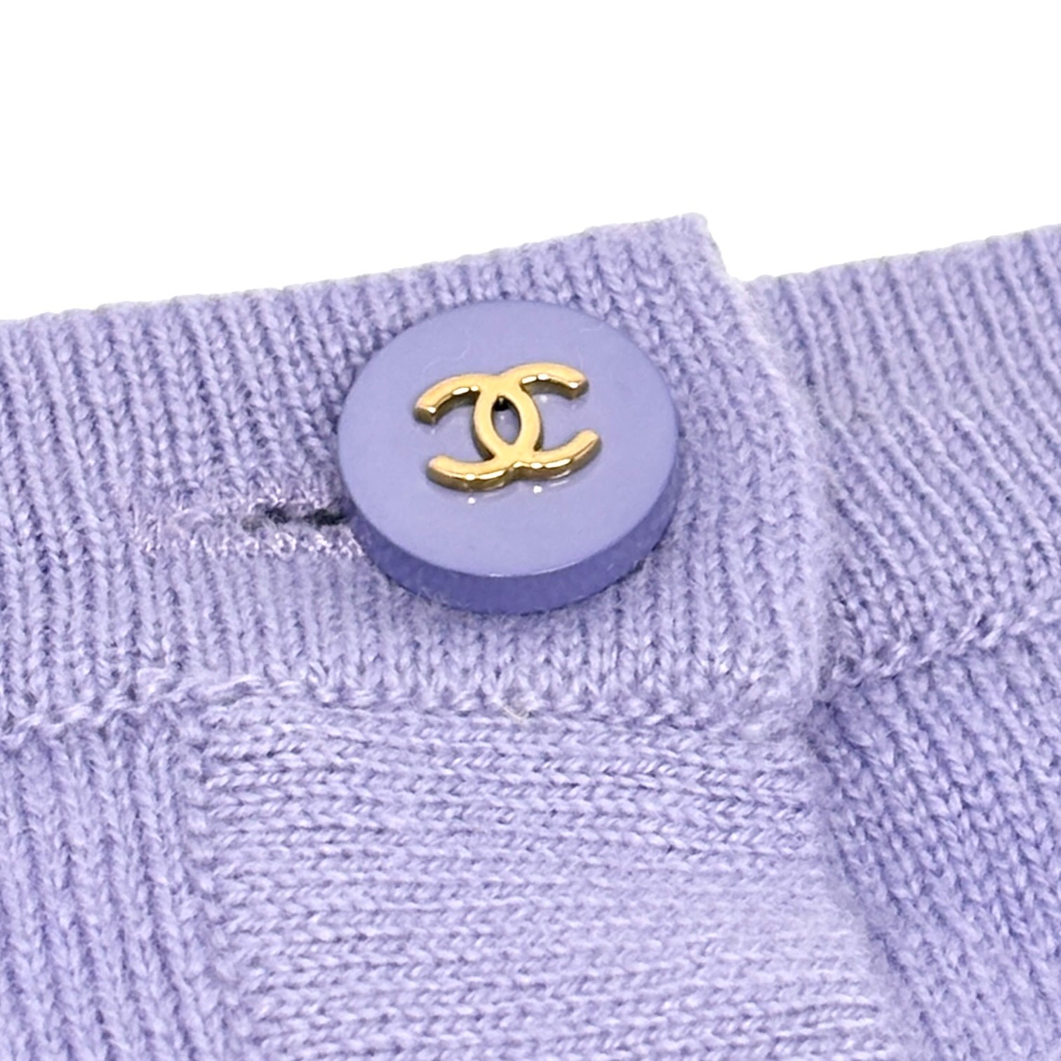 CHANEL Vintage CC Logo Button Cashmere Knit Top T-shirt Purple Blue