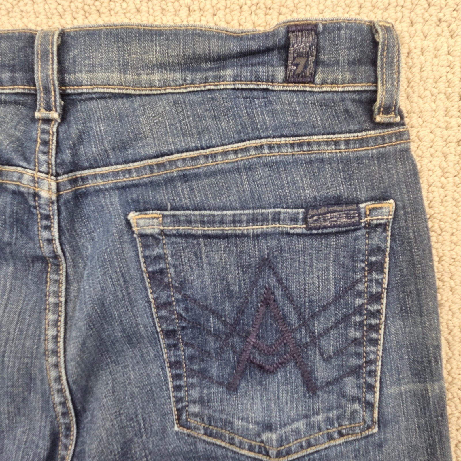 7 For All Mankind A Pocket Bootcut Jeans Dark Wash Blue Denim Womens 32×28.5 Y2K