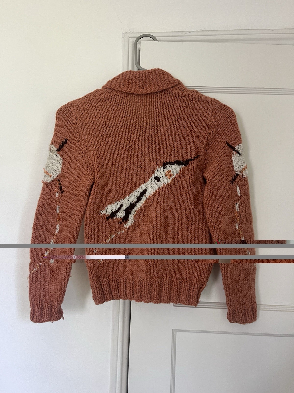 1950s Cowichan Wool Full Zip Collared Rocket Space Sweater XS