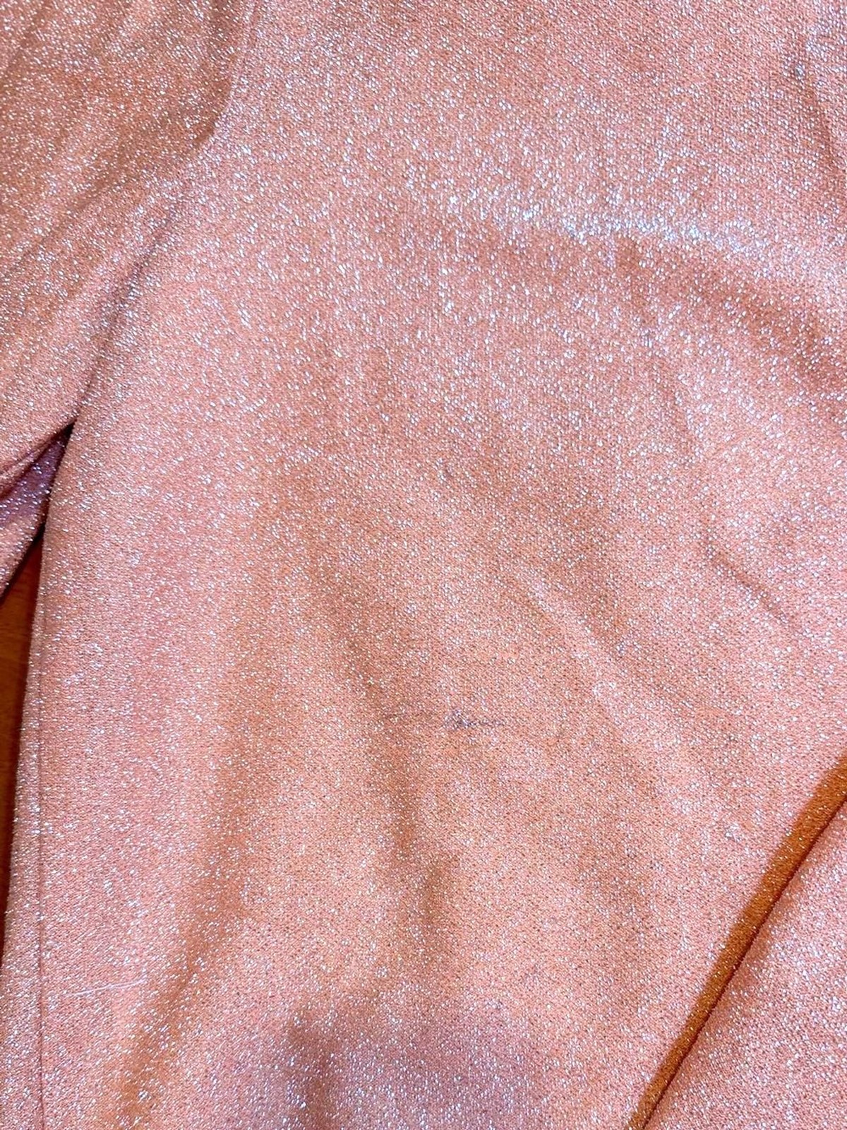 1970s Metallic Peach Glitter Wide Leg Disco Palazzo Pants Studio 54 XS