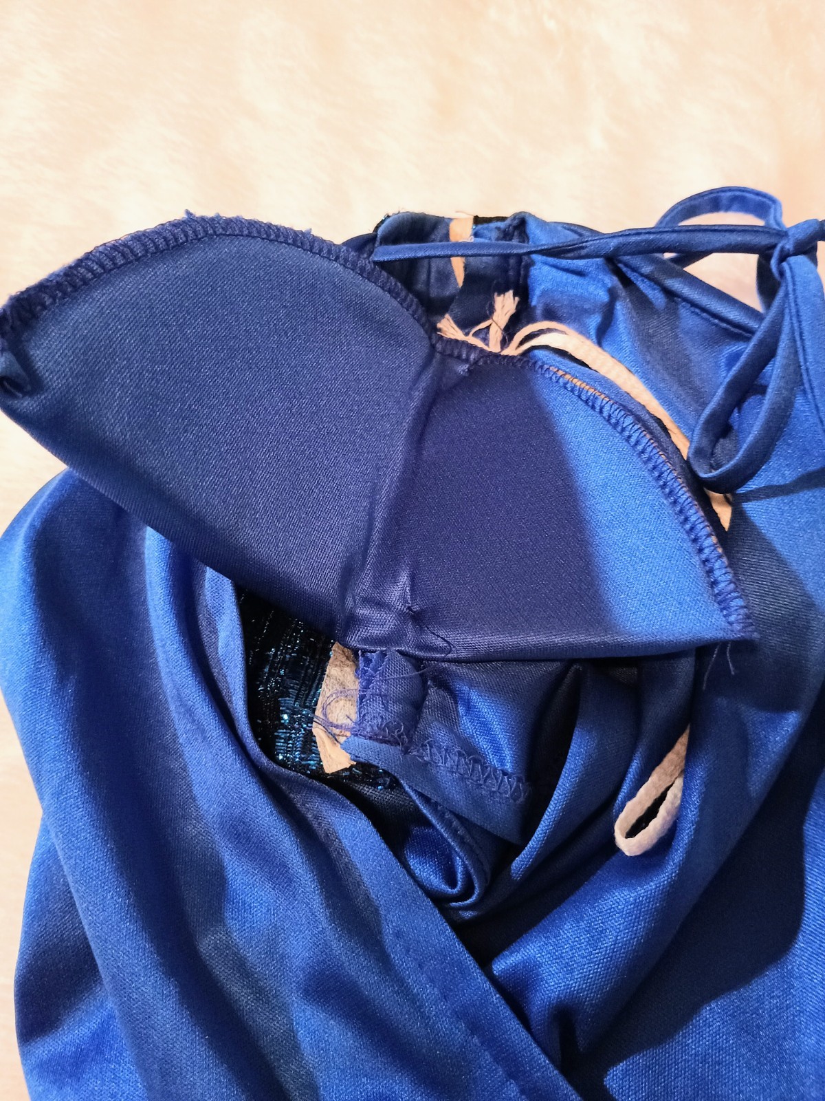 Vintage 80s Slinky Disco Royal Blue Plunging Ruched Drape Party Cocktail Dress