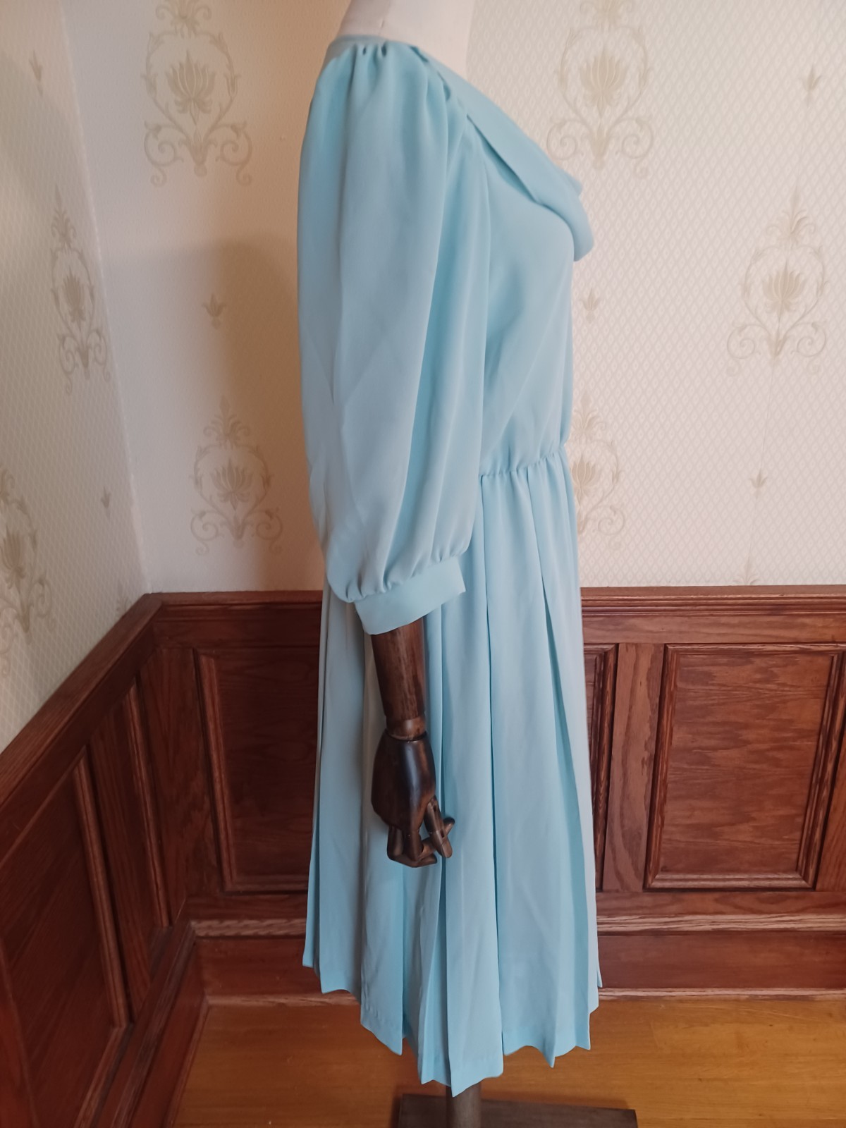 Vintage 1980s Sheer Pastel Aqua Bobby&rsquo;s Girl Romantic Coquette Dress
