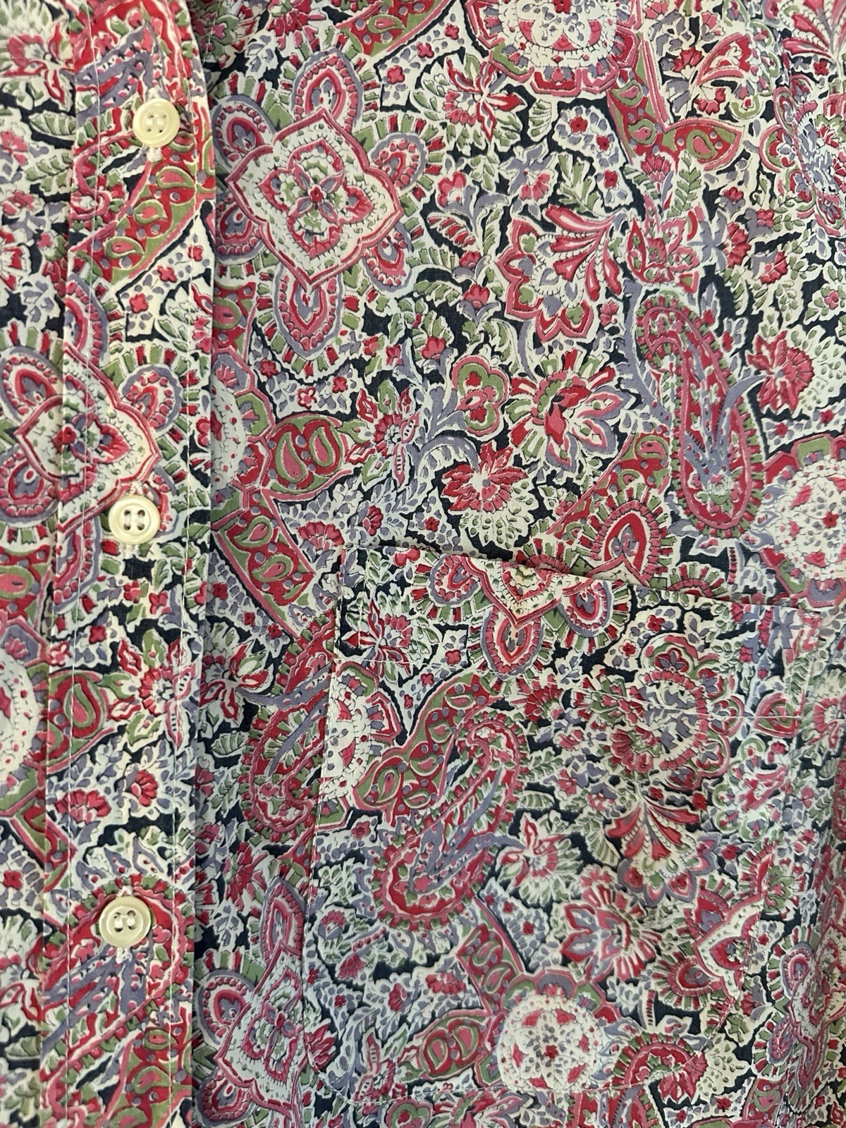 VTG Cacharel SzM Cotton Pink Floral Paisley Shirt La Chemiserie France 80s