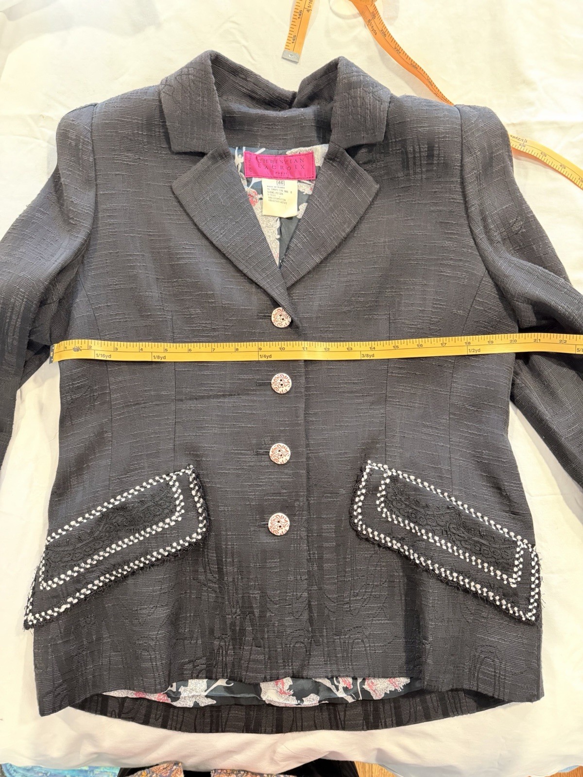 Vintage 80s Couture CHRISTIAN LACROIX Sz 46 Skirt Suit Amazing Condition